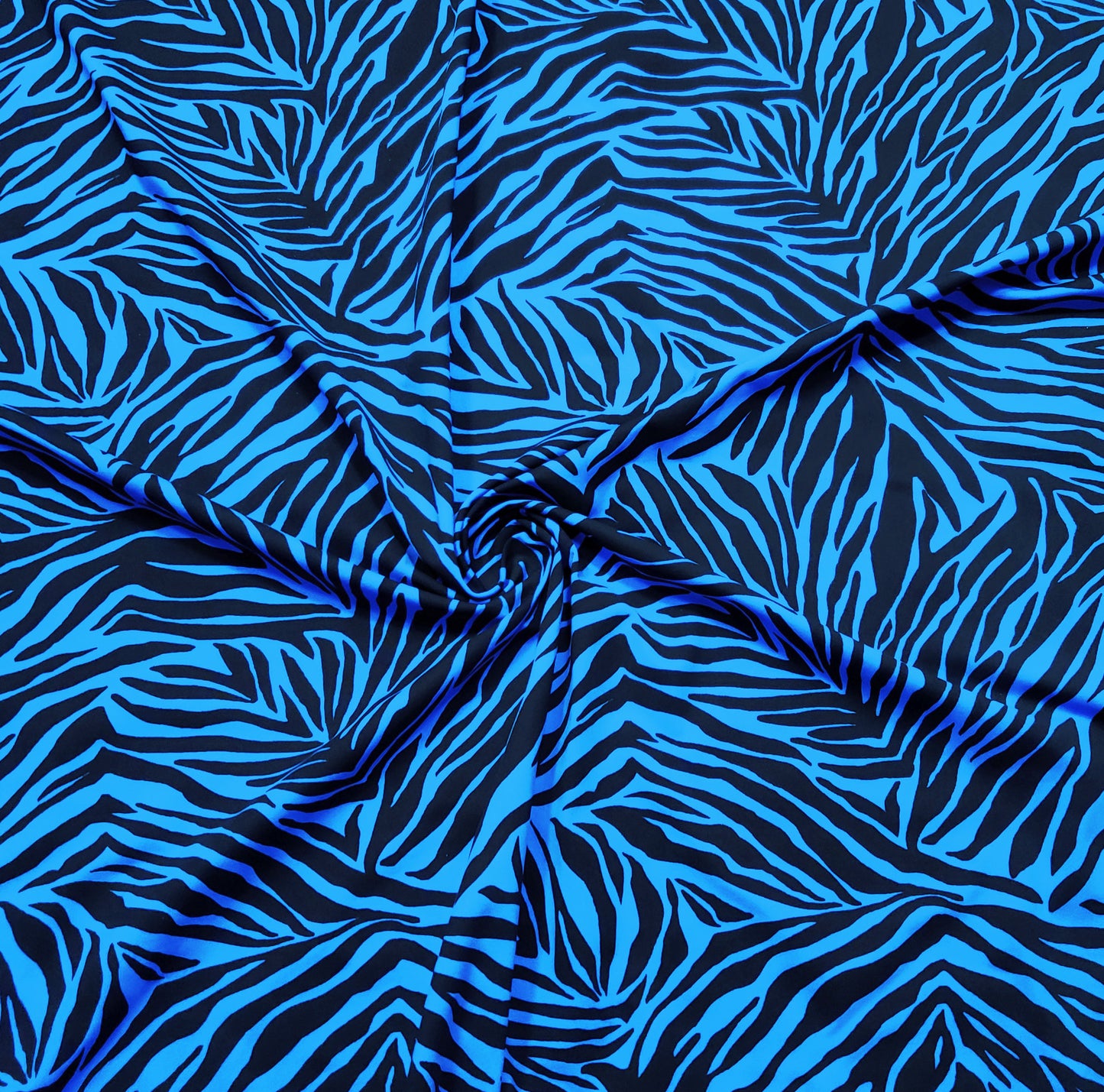 Bold Blue & Black Animal Print 4-Way Stretch Poly Spandex Fabric
