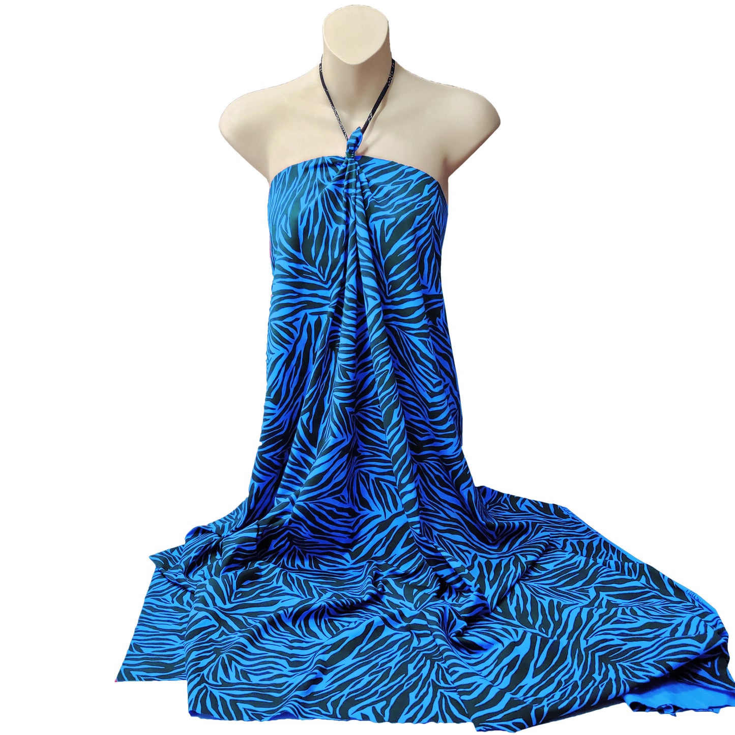 Bold Blue & Black Animal Print 4-Way Stretch Poly Spandex Fabric