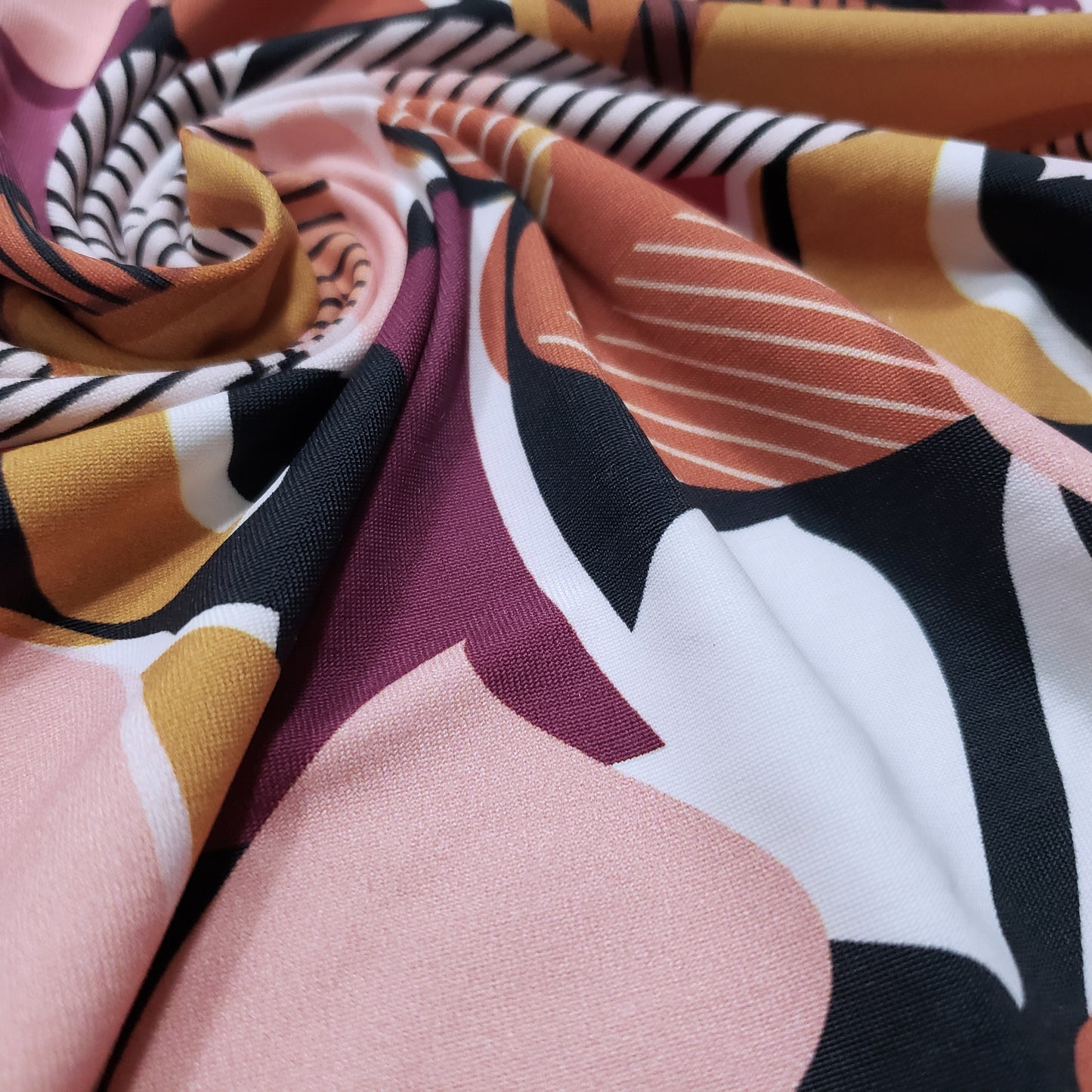 Super High Quality Abstract Geometric Figures Print on Nylon Spandex Fabric, 52"/53" Wide