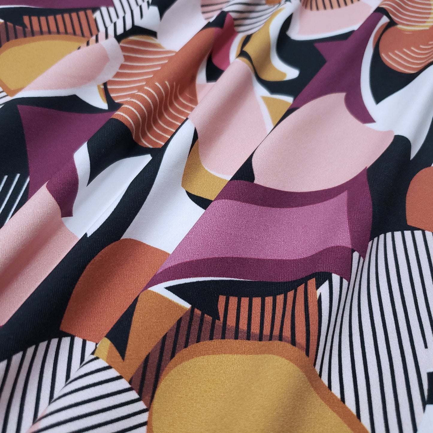 Super High Quality Abstract Geometric Figures Print on Nylon Spandex Fabric, 52"/53" Wide