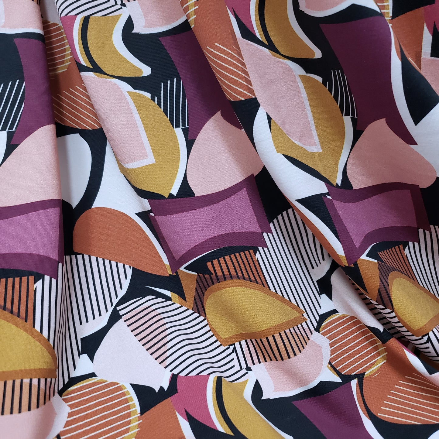 Super High Quality Abstract Geometric Figures Print on Nylon Spandex Fabric, 52"/53" Wide
