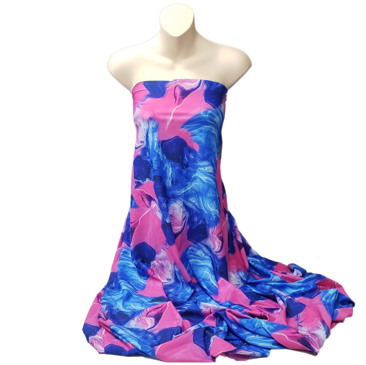 Blue and Pink Cotton Candy Oily Print 4-Way Stretch Nylon Spandex Fabric