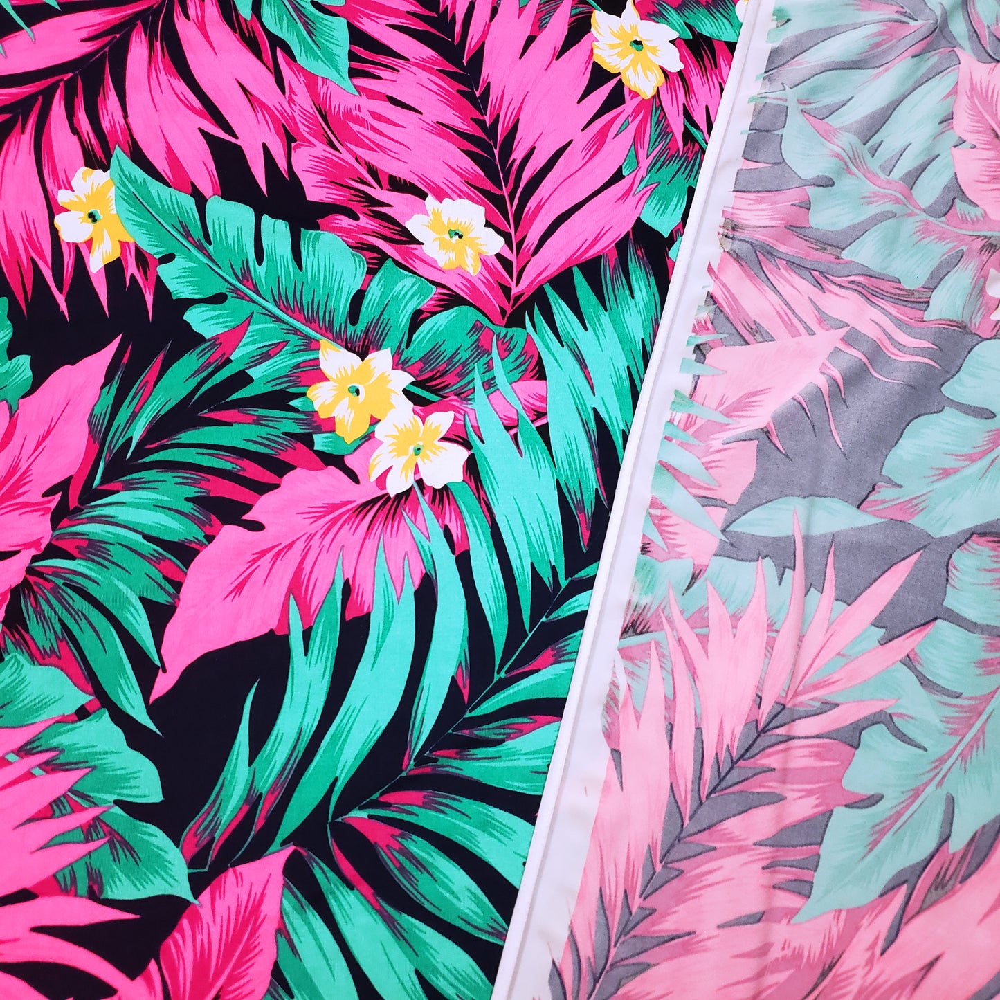 Tropical Foliage Print Nylon Spandex Fabric - Lightweight & Vibrant