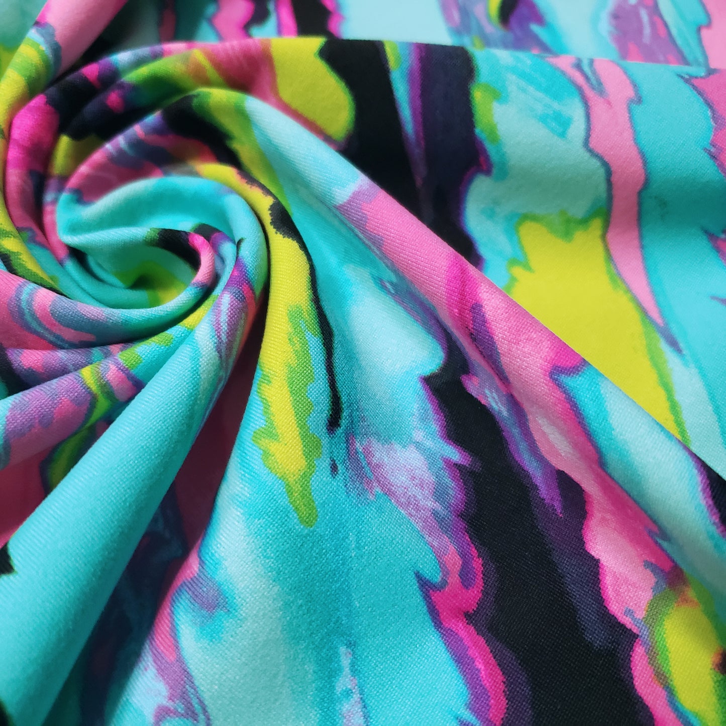 Vibrant Abstract Print Nylon Spandex Fabric