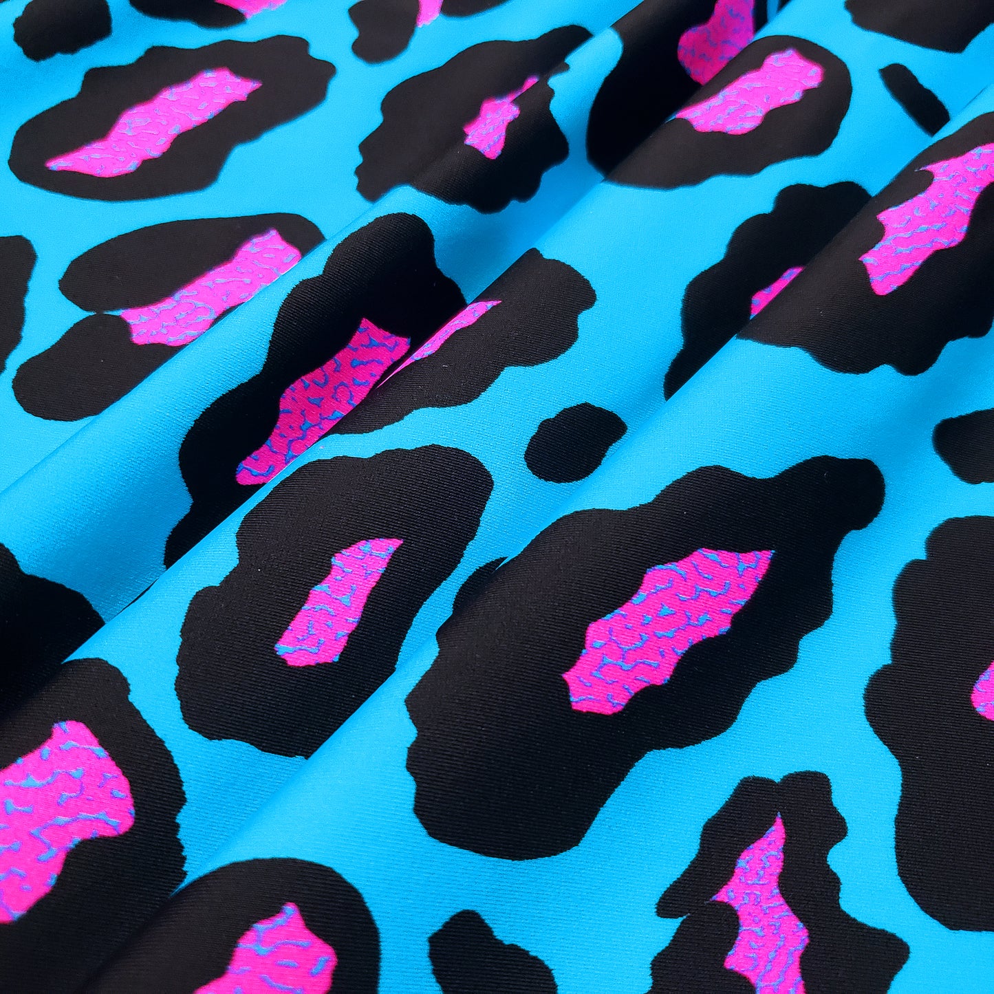 Hot Pink and Black Leopard Print 4-Way Stretch Nylon Spandex Swimsuit Fabric