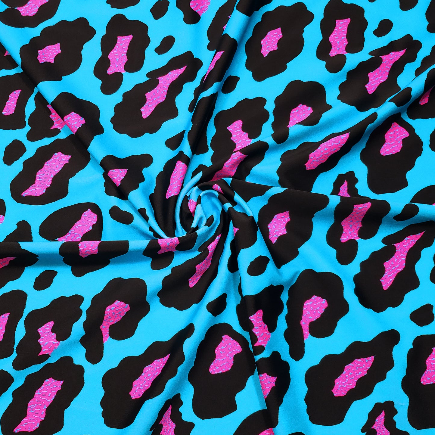 Hot Pink and Black Leopard Print 4-Way Stretch Nylon Spandex Swimsuit Fabric