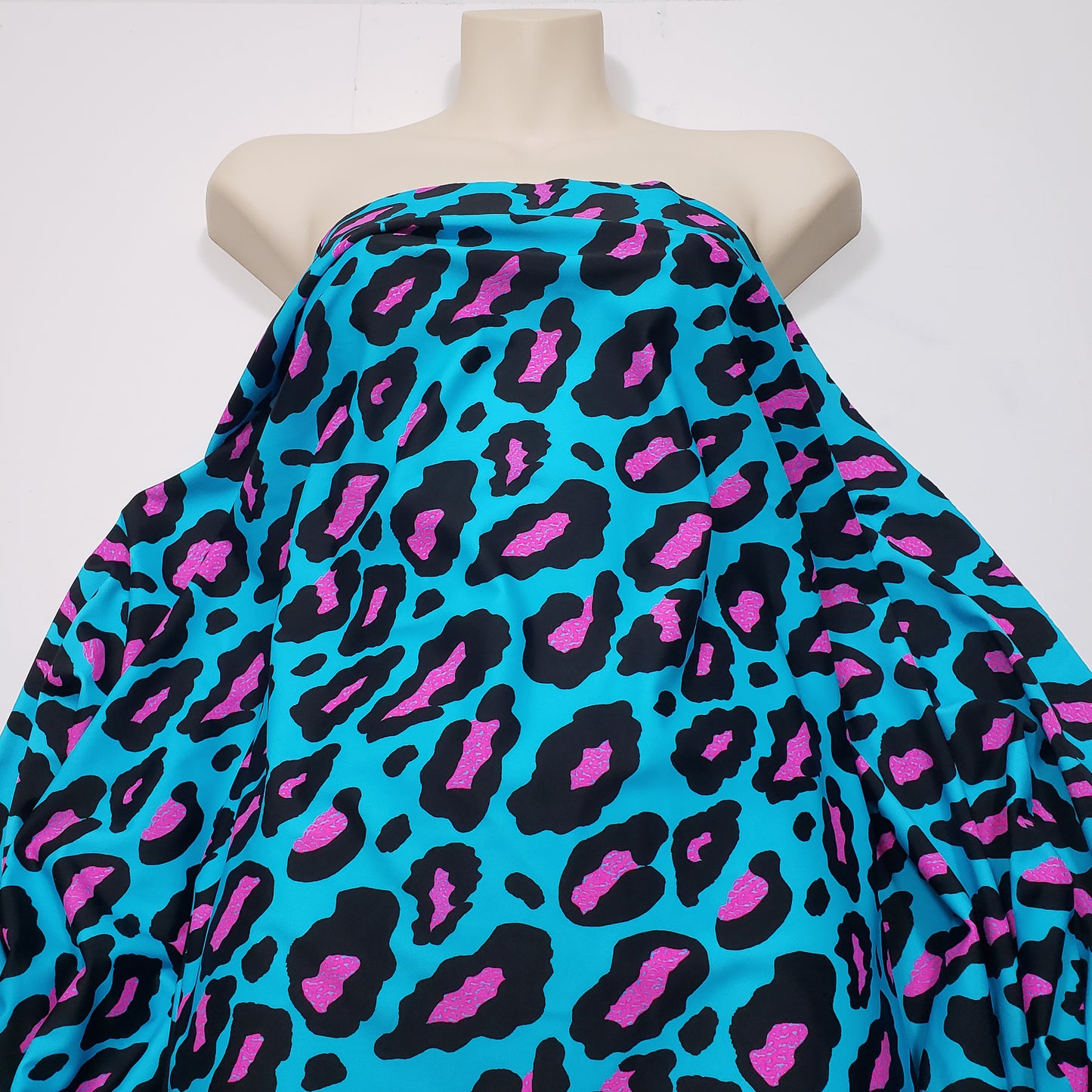 Hot Pink and Black Leopard Print 4-Way Stretch Nylon Spandex Swimsuit Fabric