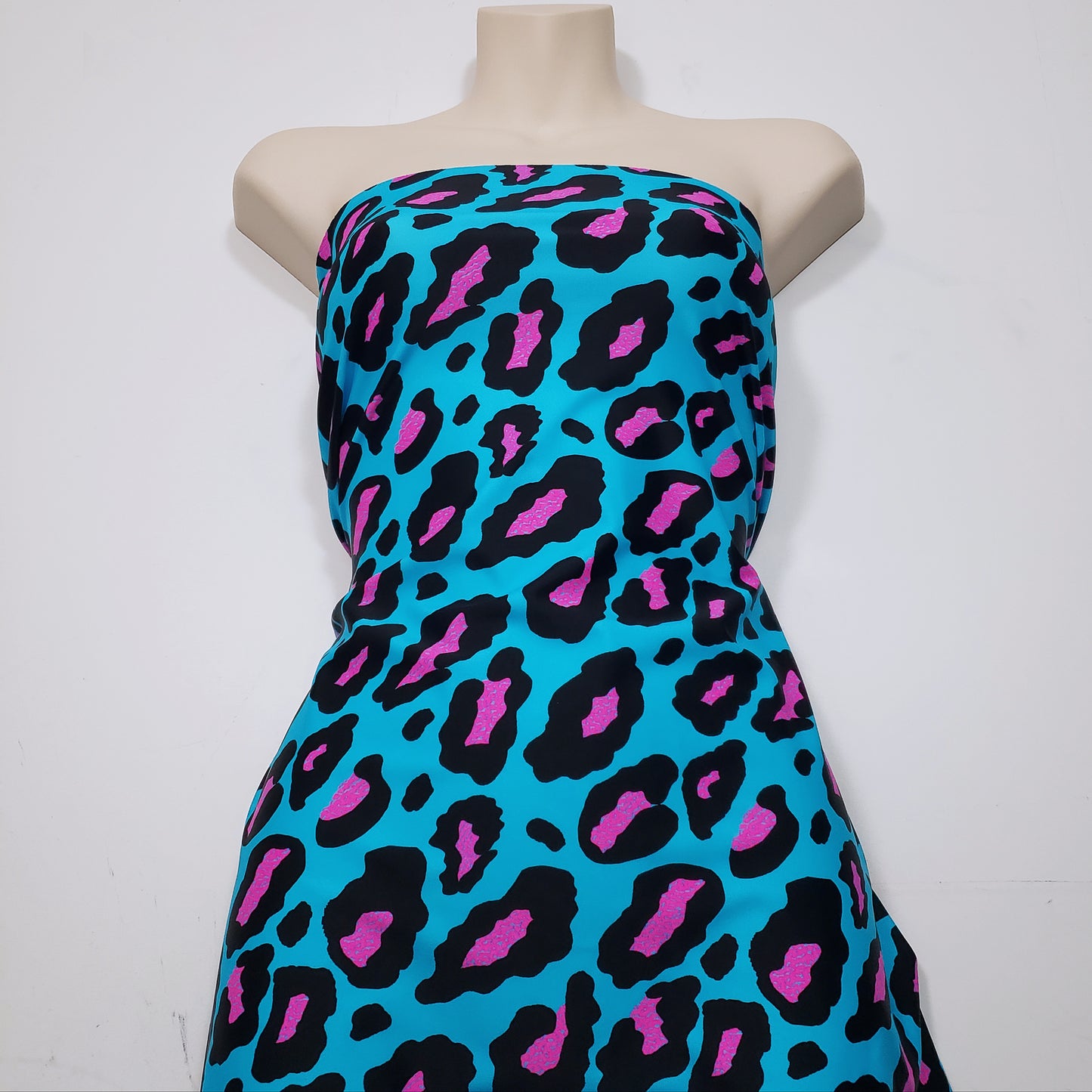 Hot Pink and Black Leopard Print 4-Way Stretch Nylon Spandex Swimsuit Fabric