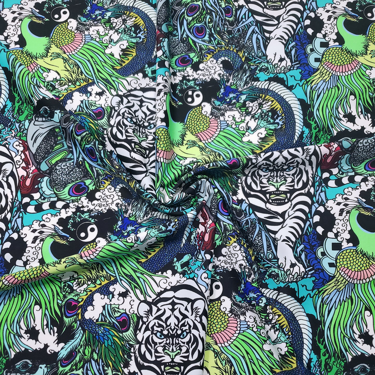 Chinese Supernatural Spirits 4-Way Stretch Nylon Spandex Fabric