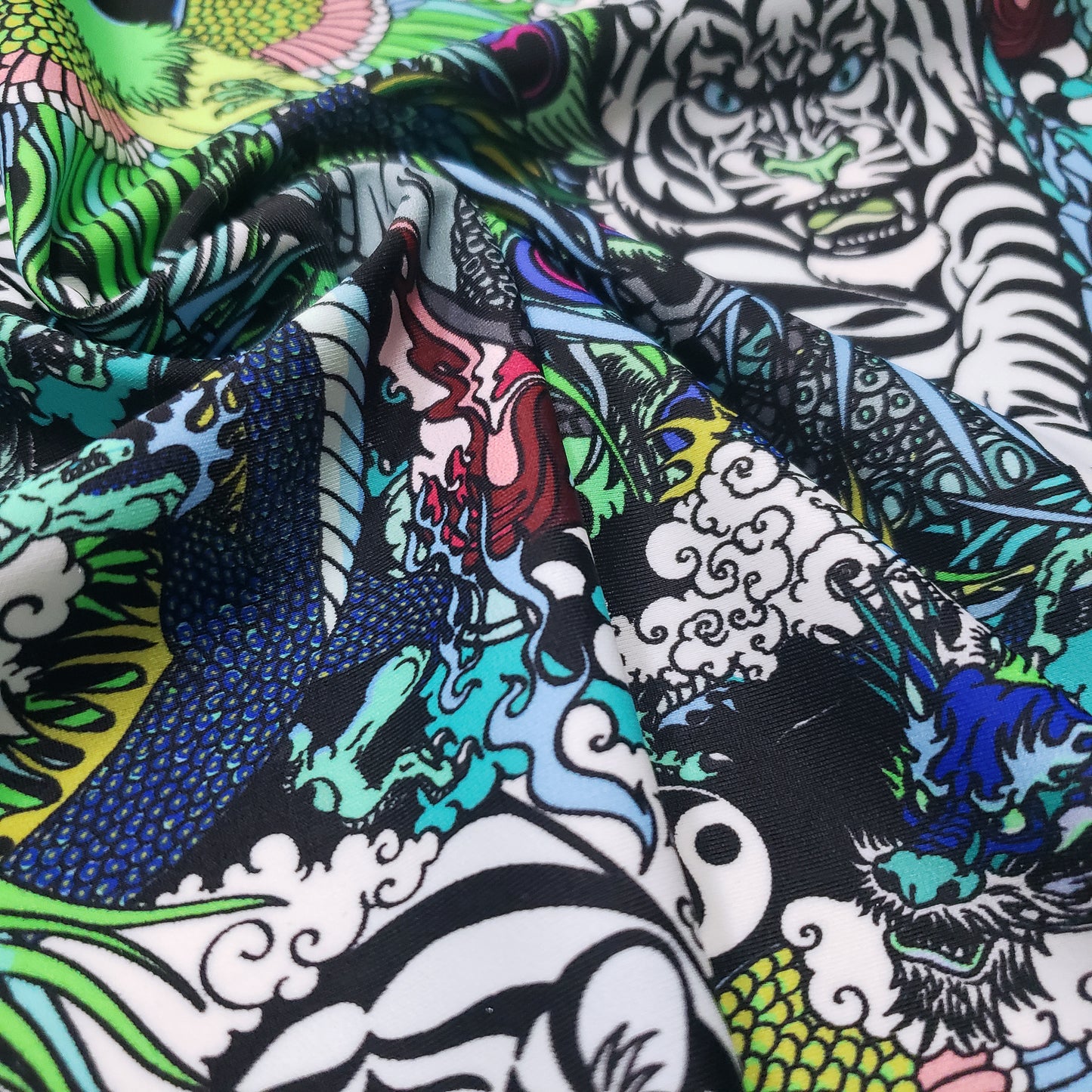 Chinese Supernatural Spirits 4-Way Stretch Nylon Spandex Fabric