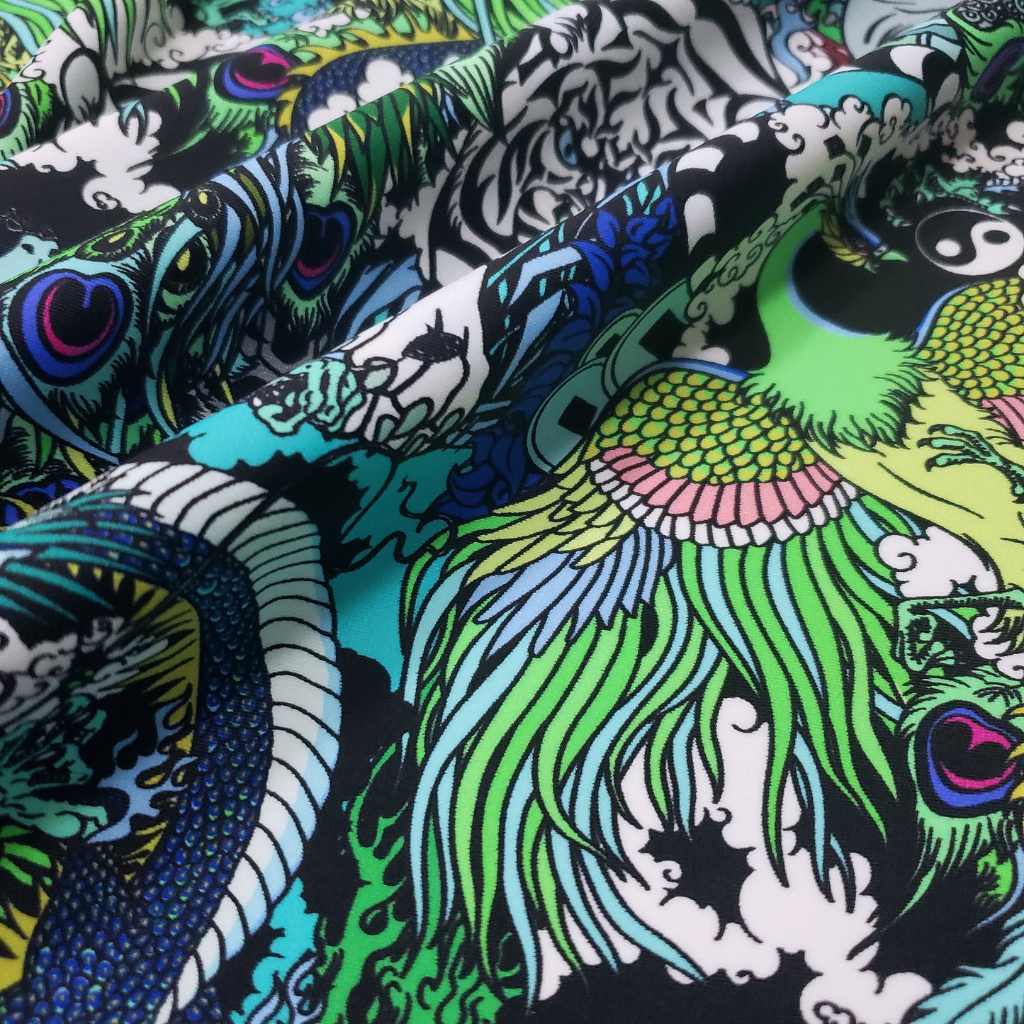Chinese Supernatural Spirits 4-Way Stretch Nylon Spandex Fabric