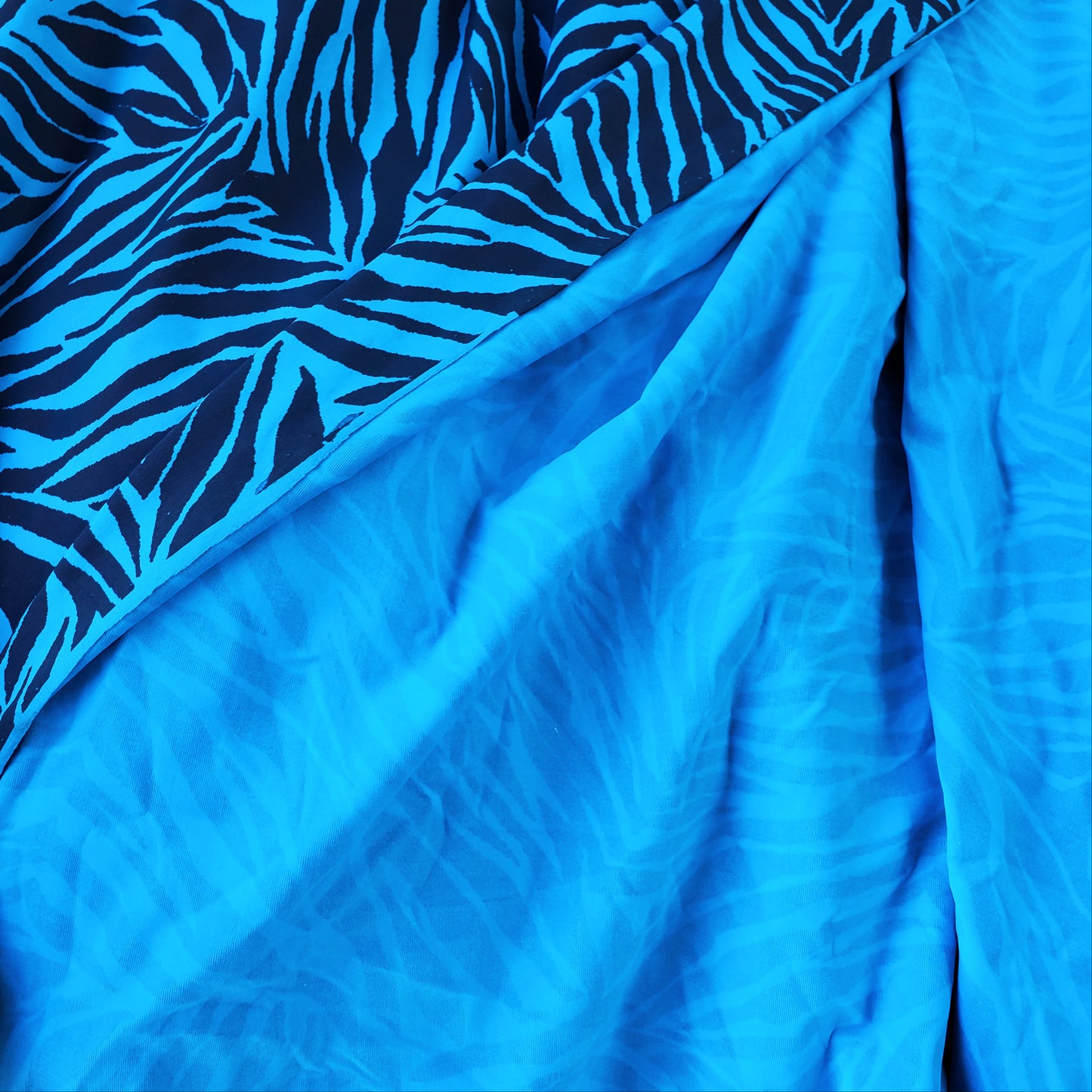 Bold Blue & Black Animal Print 4-Way Stretch Poly Spandex Fabric