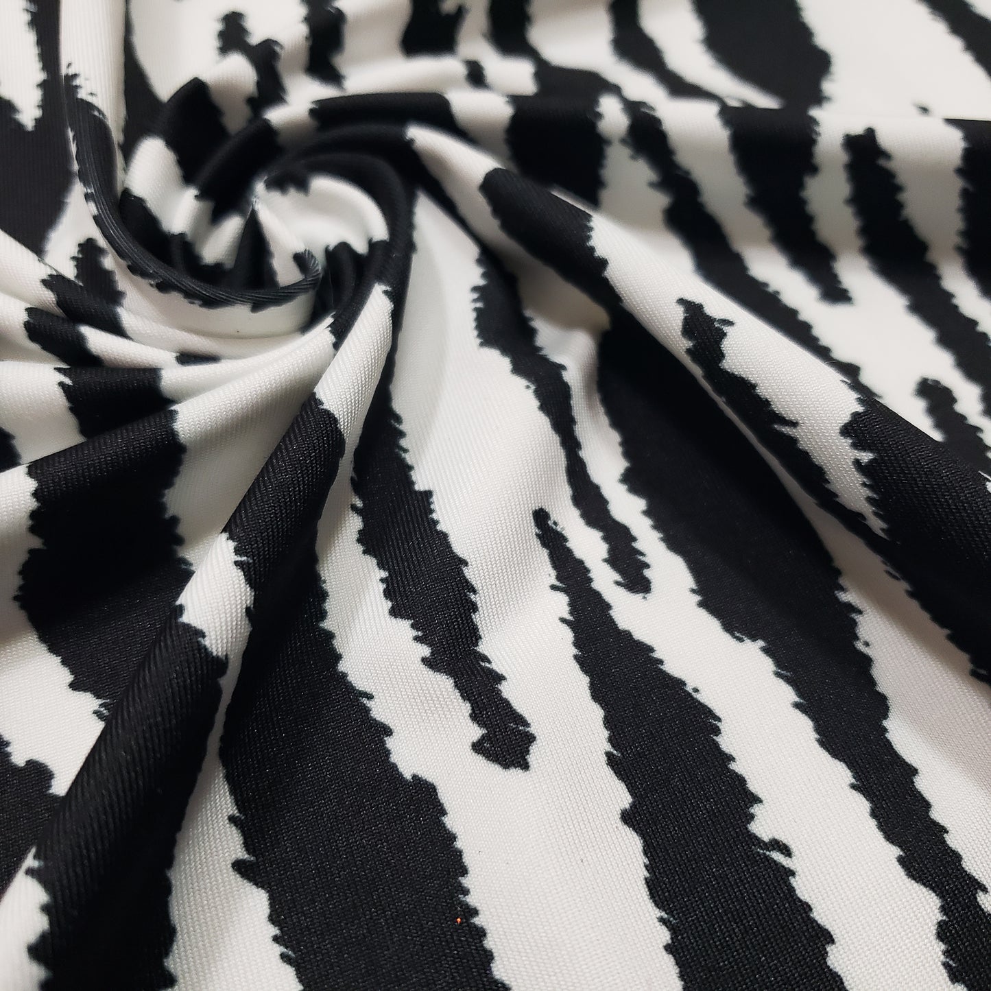 Bold Black & White Animal Print Nylon Spandex Fabric