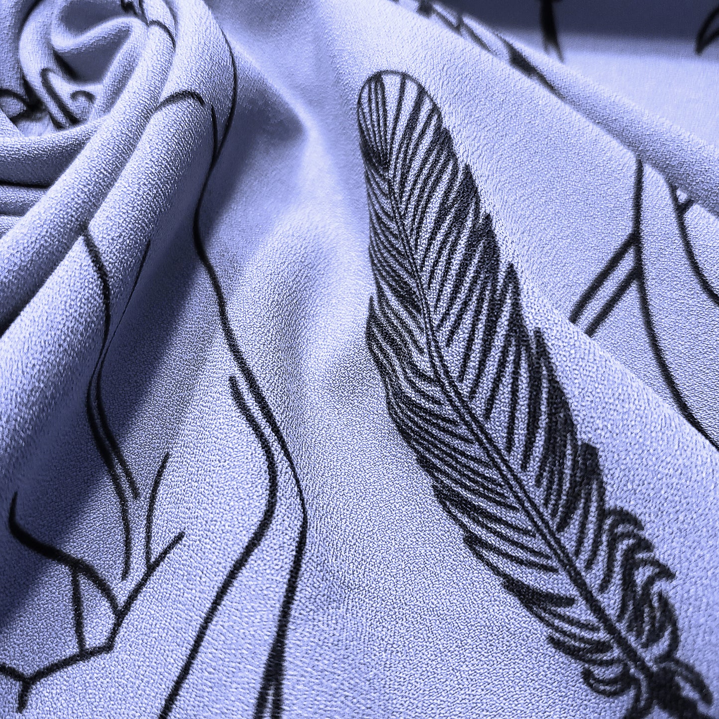 Rich Lavender Mist Pebble Crepe de Chine Fabric - Mystical Magical Spiritual Print