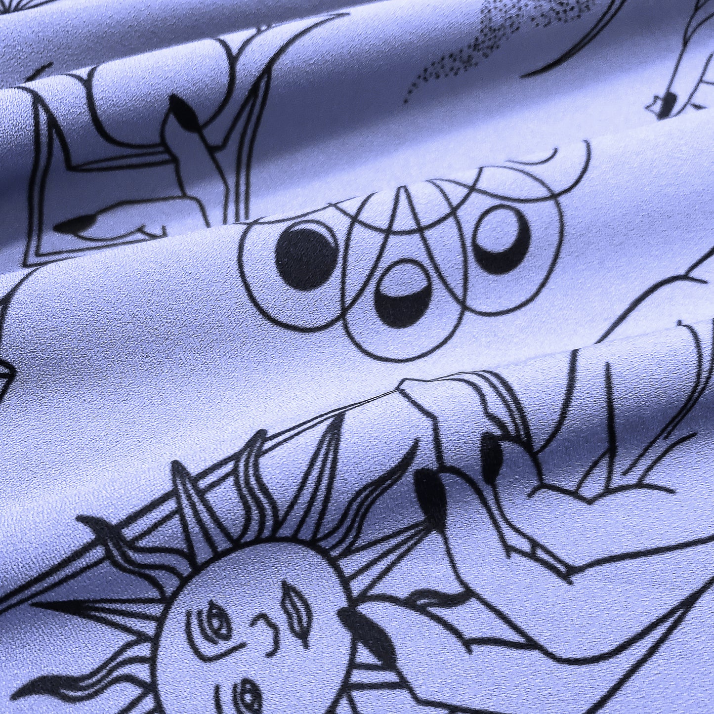Rich Lavender Mist Pebble Crepe de Chine Fabric - Mystical Magical Spiritual Print