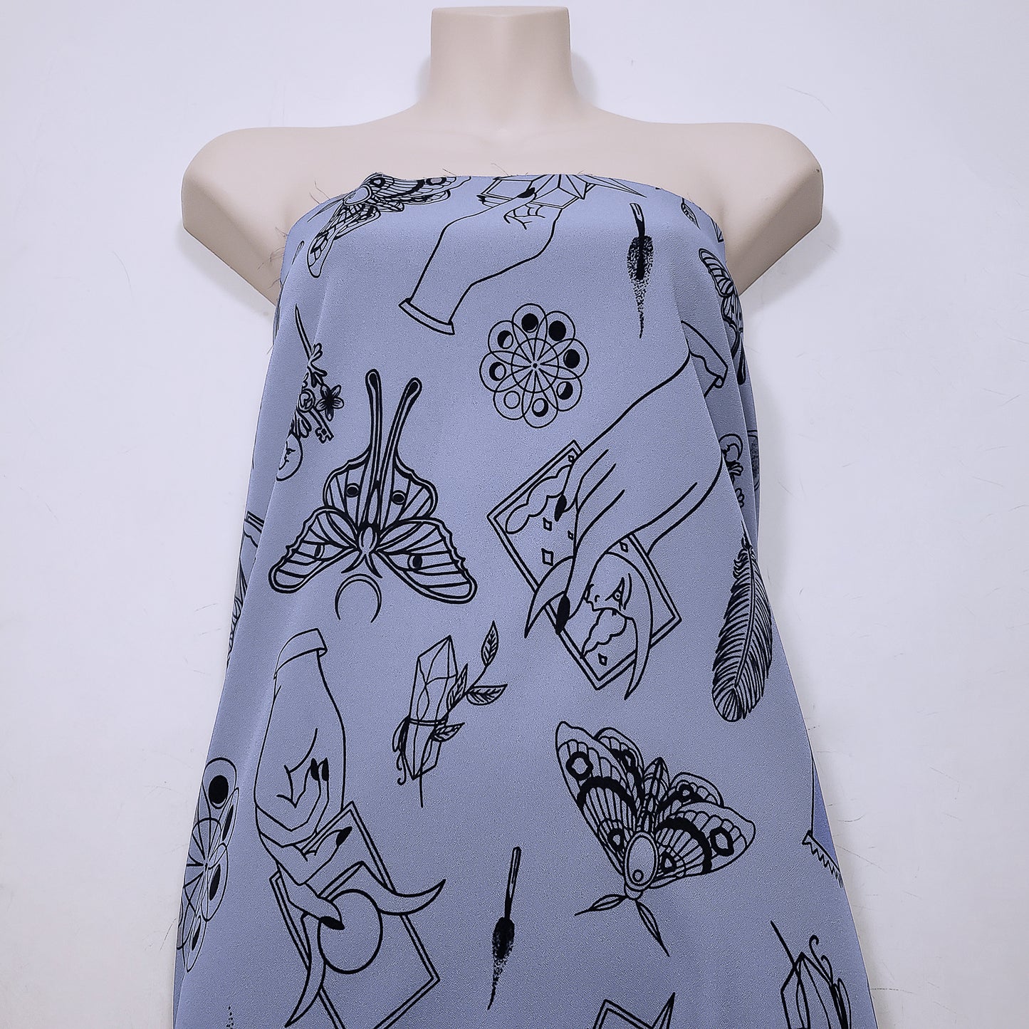Rich Lavender Mist Pebble Crepe de Chine Fabric - Mystical Magical Spiritual Print