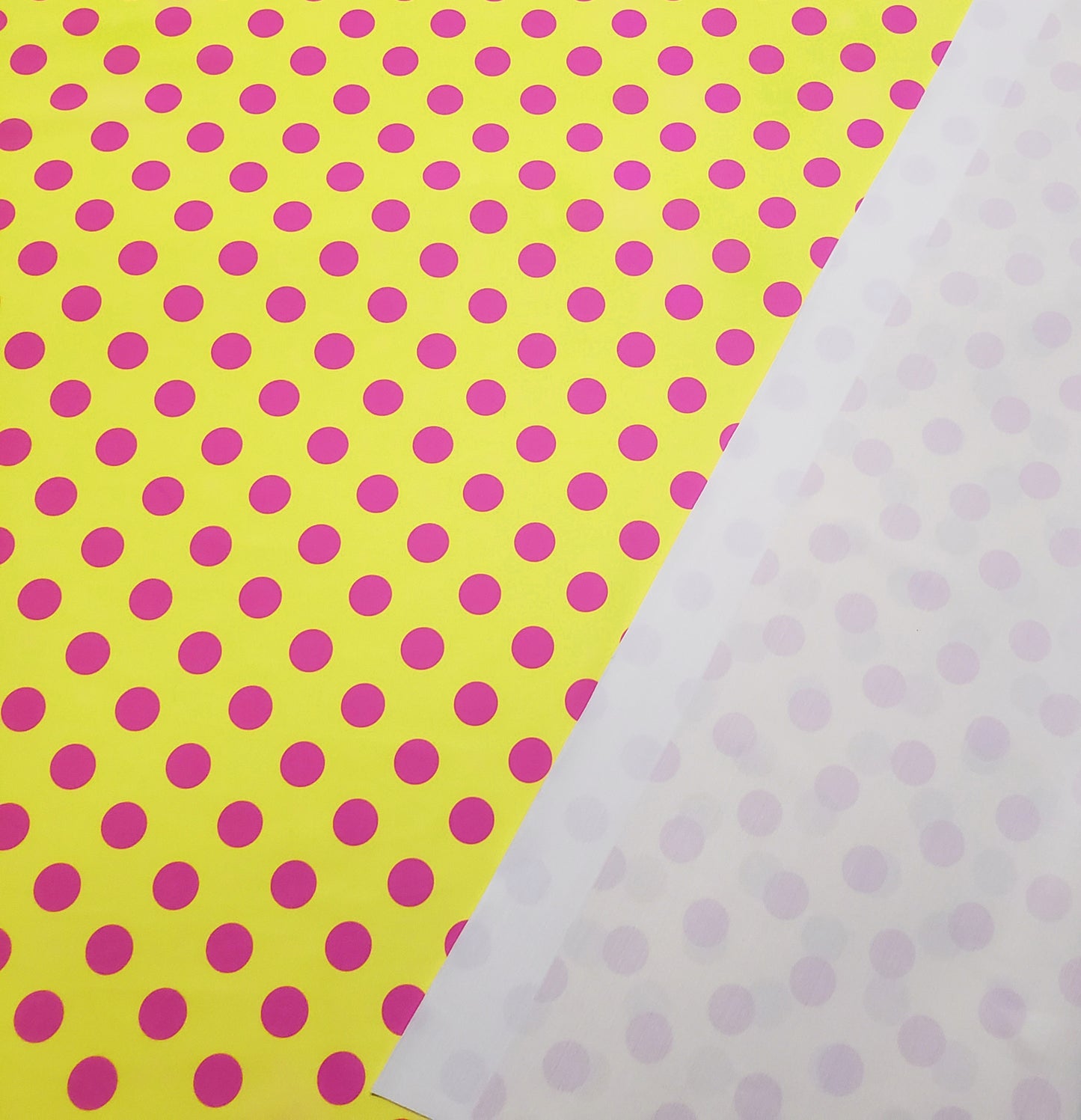 Bright Lemon Yellow & Hot Pink Polka Dot 4-Way Stretch Nylon Spandex Swimsuit Fabric