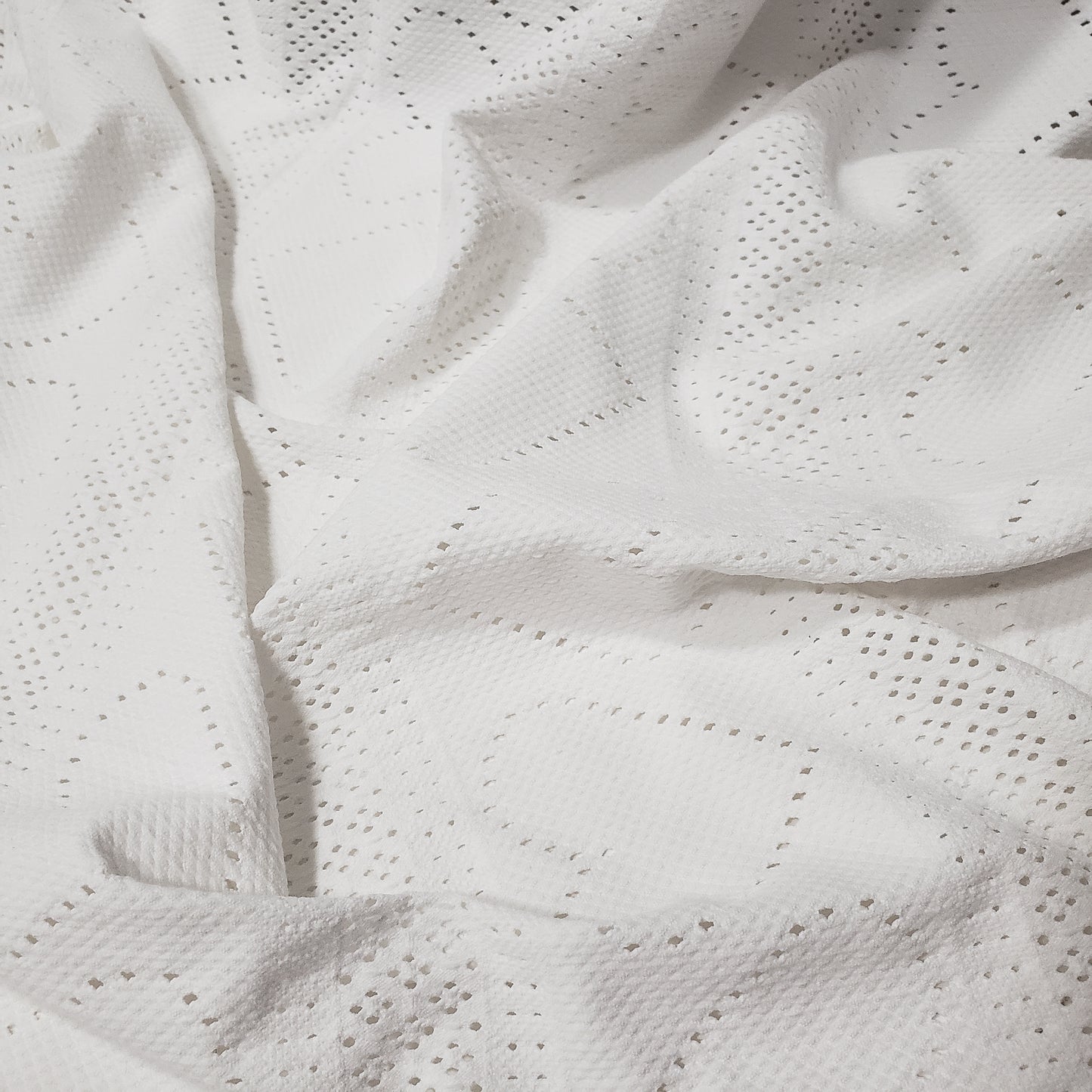 Off White Faux Crochet 4-Way Stretch Nylon Spandex Fabric