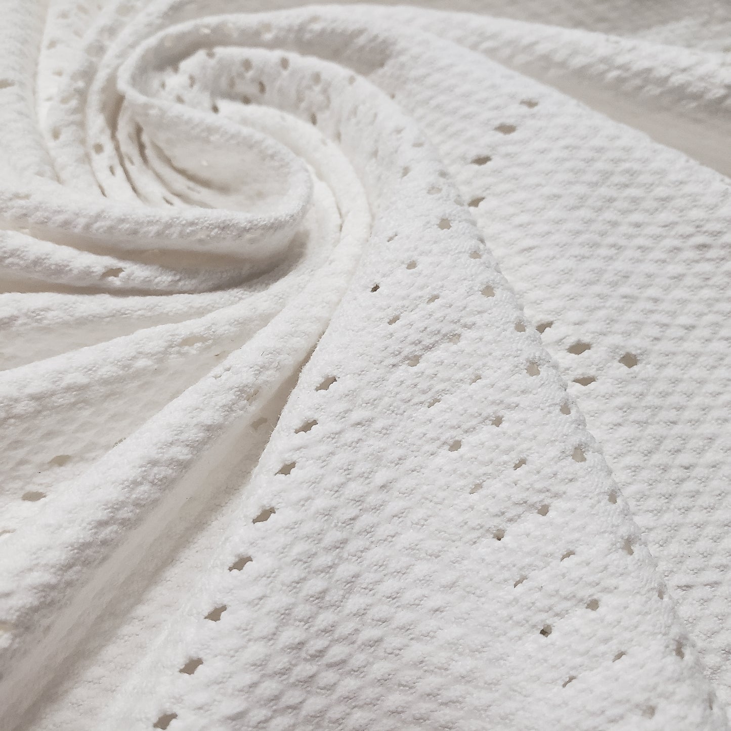 Off White Faux Crochet 4-Way Stretch Nylon Spandex Fabric