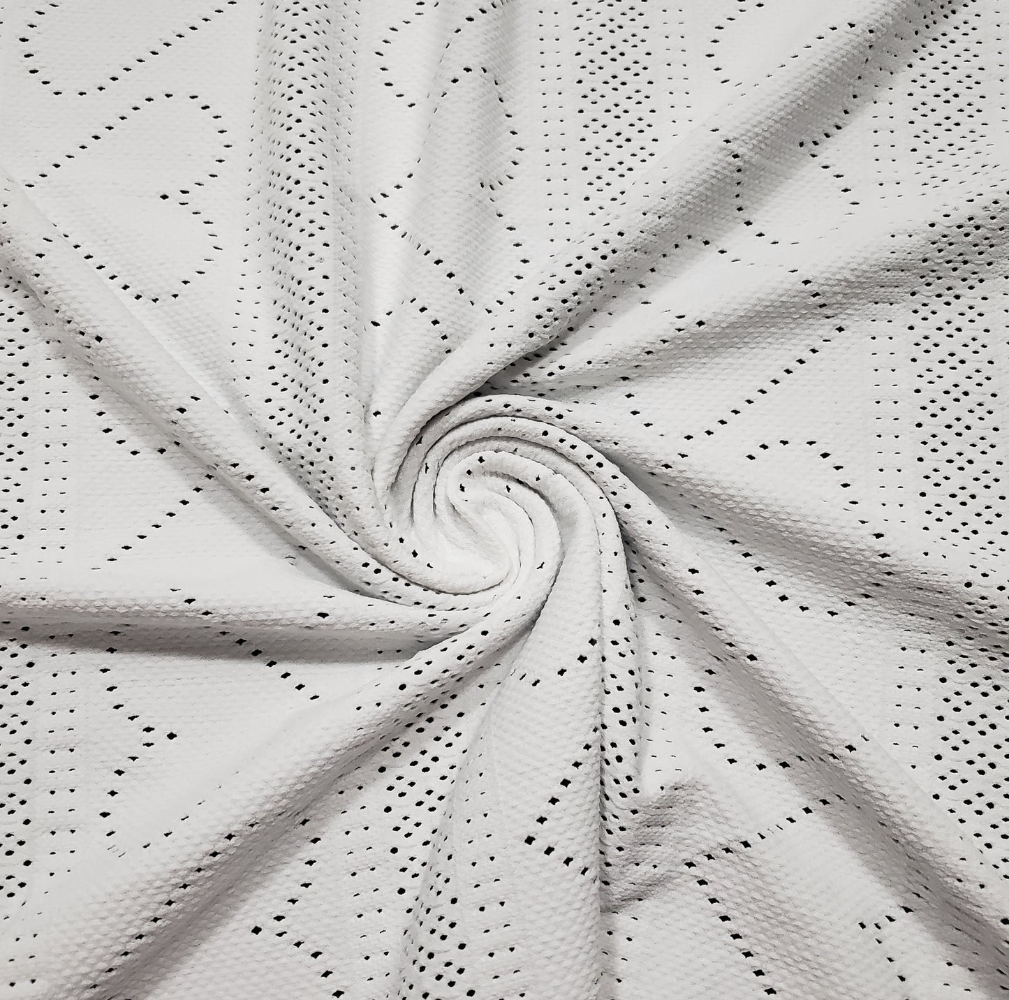 Off White Faux Crochet 4-Way Stretch Nylon Spandex Fabric