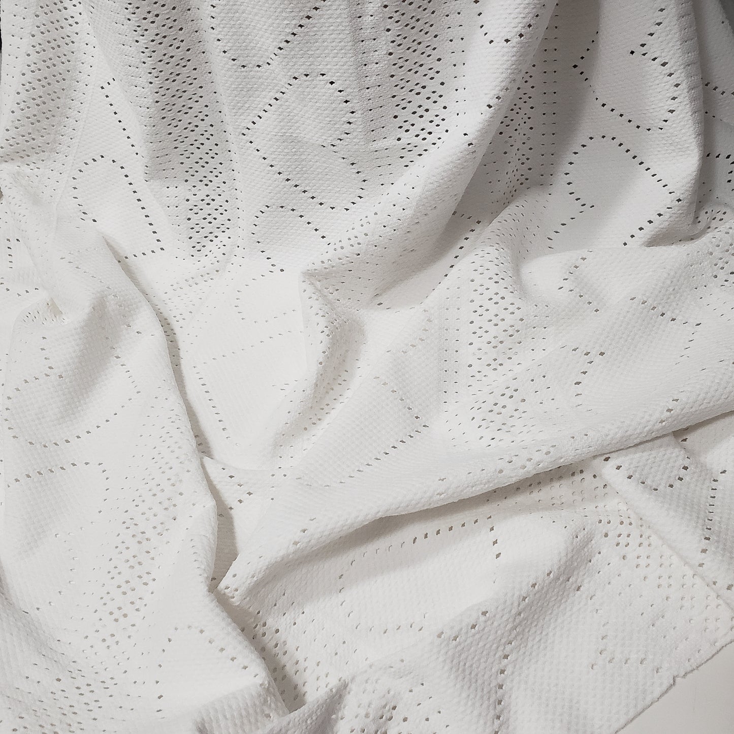 Off White Faux Crochet 4-Way Stretch Nylon Spandex Fabric