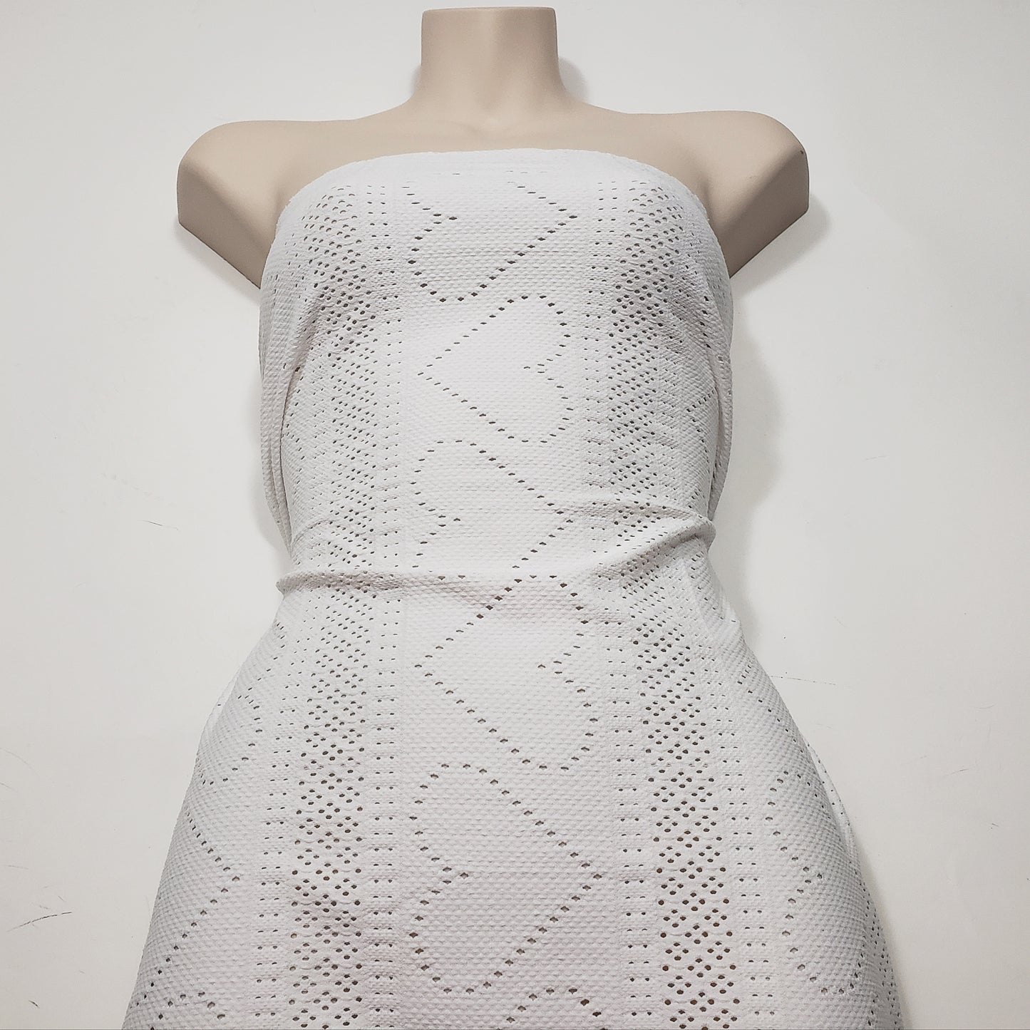 Off White Faux Crochet 4-Way Stretch Nylon Spandex Fabric