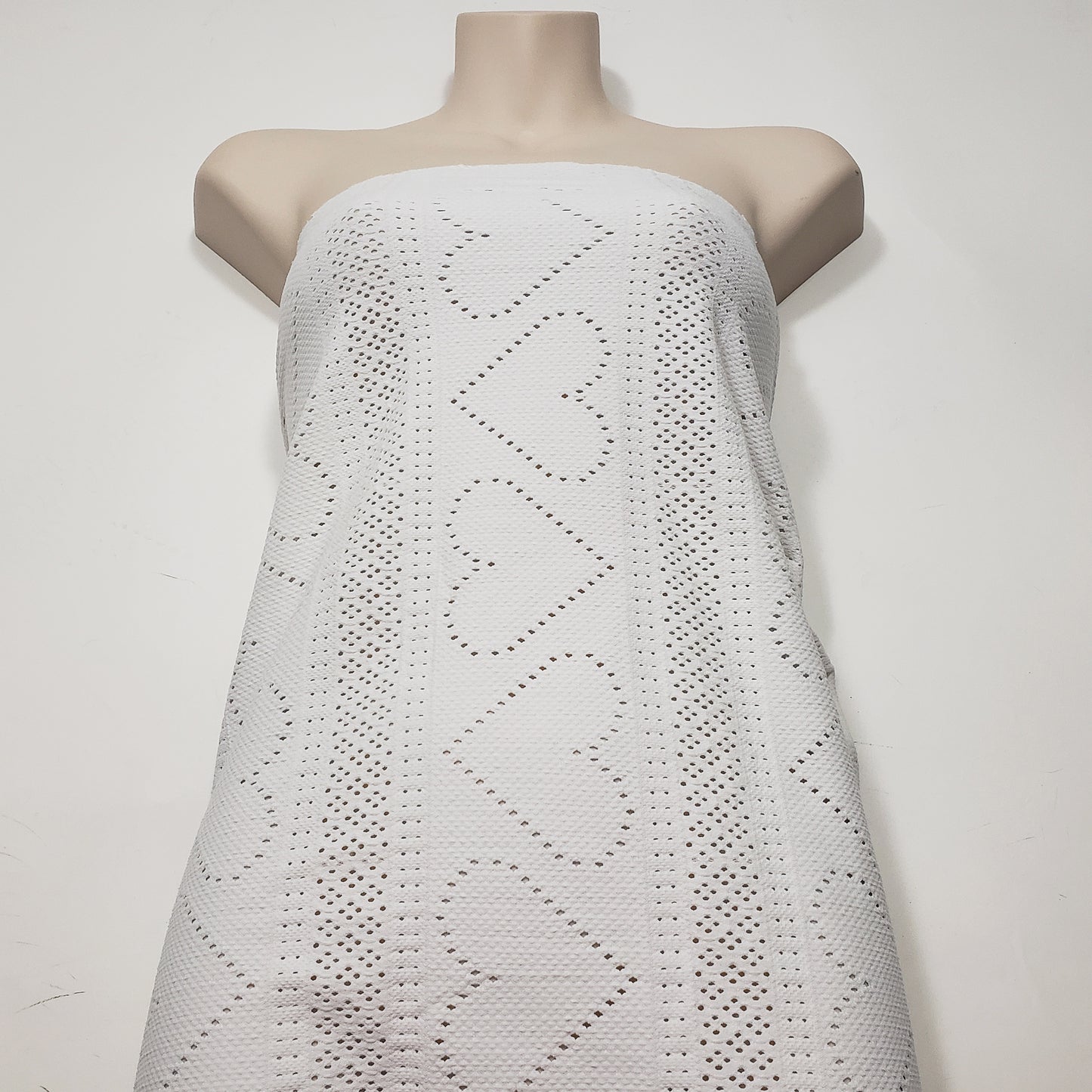 Off White Faux Crochet 4-Way Stretch Nylon Spandex Fabric