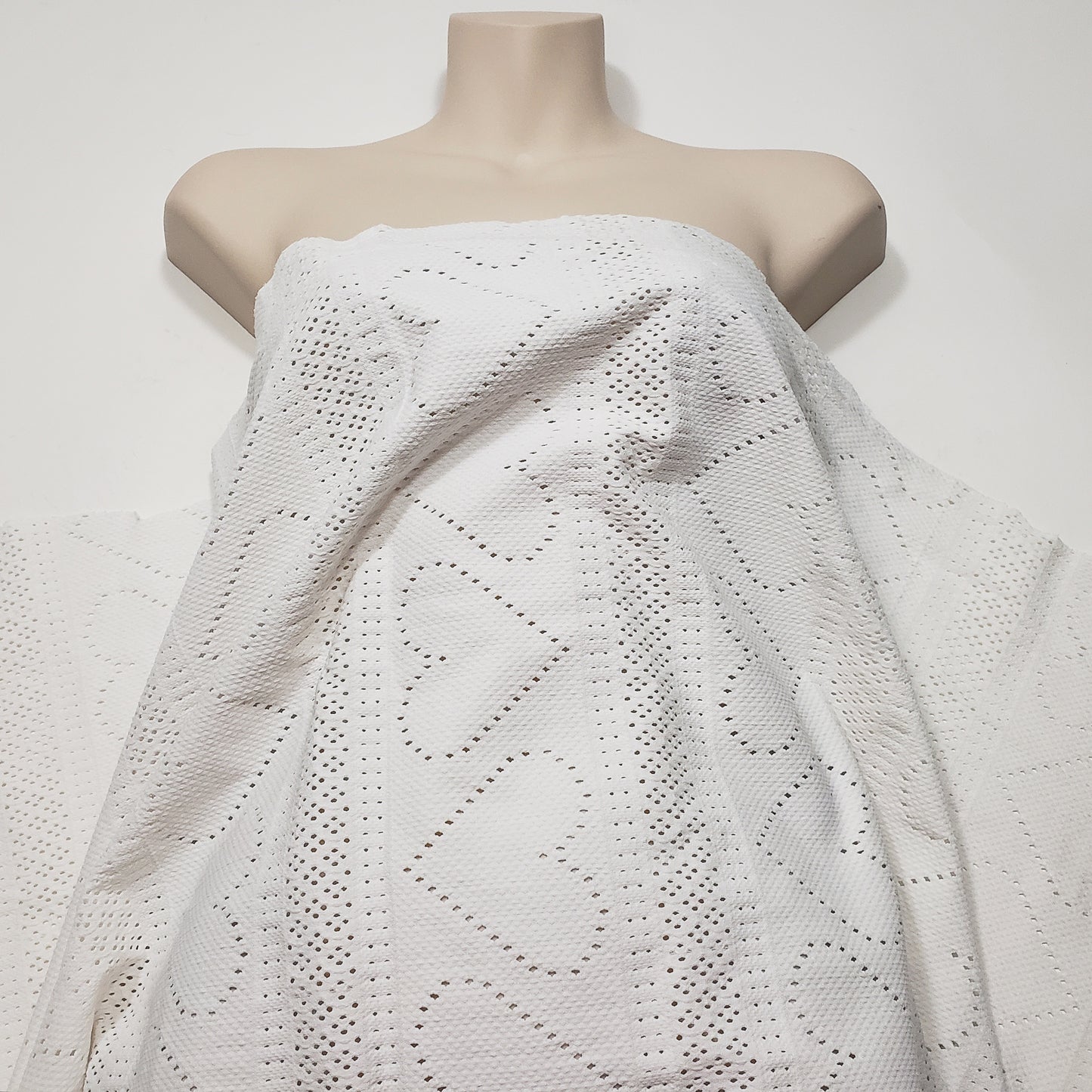 Off White Faux Crochet 4-Way Stretch Nylon Spandex Fabric
