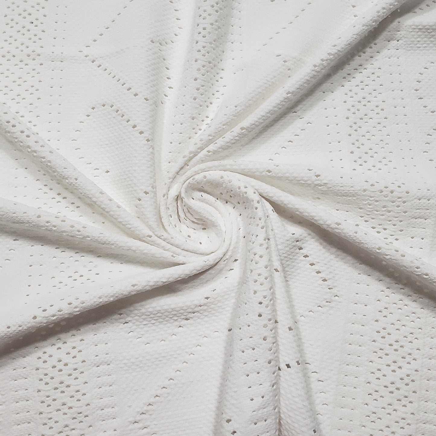 Off White Faux Crochet 4-Way Stretch Nylon Spandex Fabric
