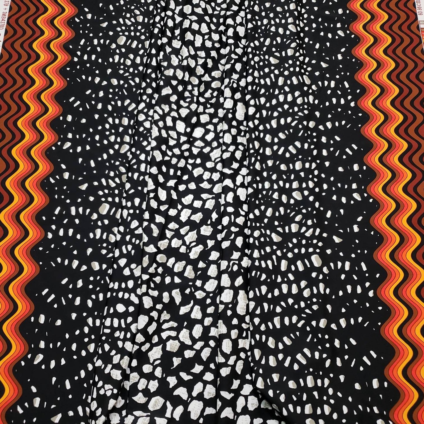 Abstract Rocks and Orange Border Waves Print Bikini Swimsuit Nylon Spandex Fabric