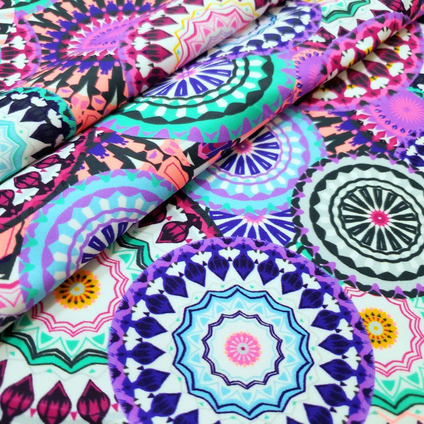 Beautiful Mandalas UV/Blacklight Reactive Swimsuit Nylon Spandex Fabric