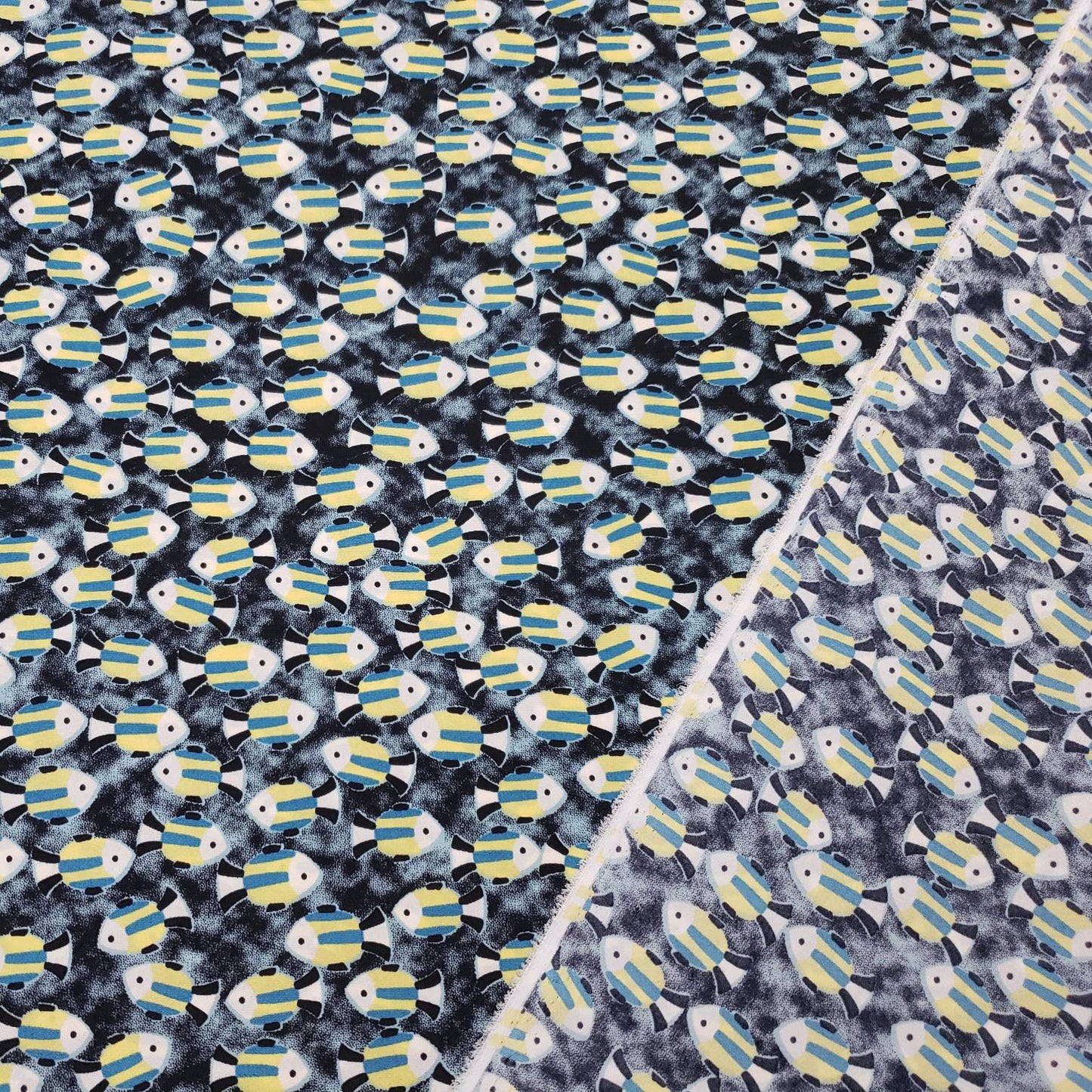 Small Fish Print Polyester Non Stretch Fabric