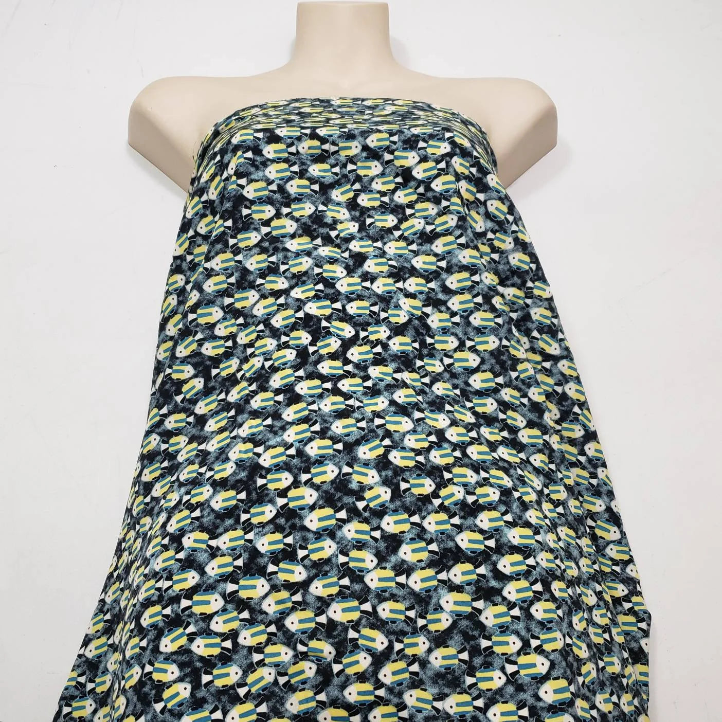 Small Fish Print Polyester Non Stretch Fabric