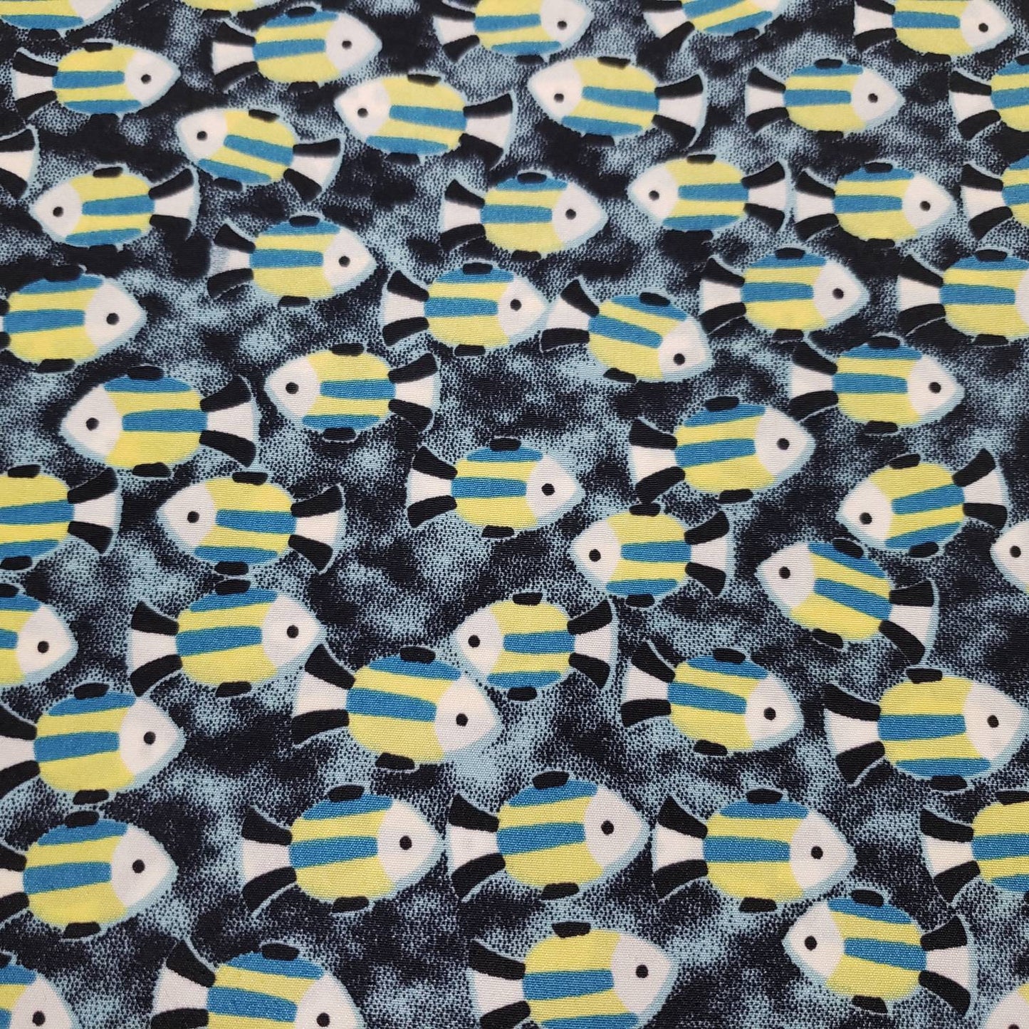 Small Fish Print Polyester Non Stretch Fabric