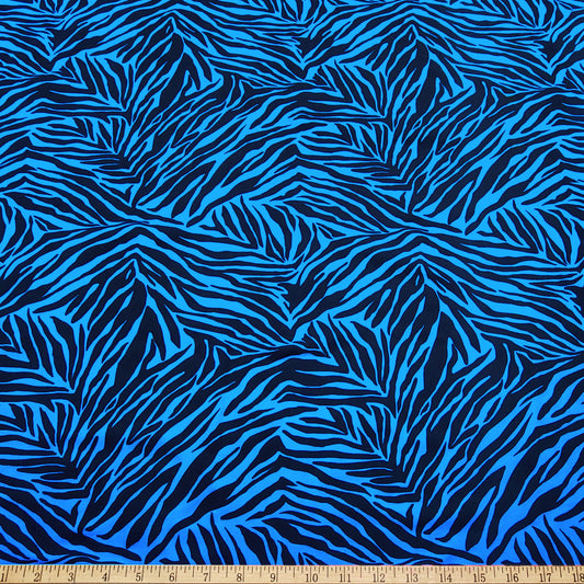 Bold Blue & Black Animal Print 4-Way Stretch Poly Spandex Fabric