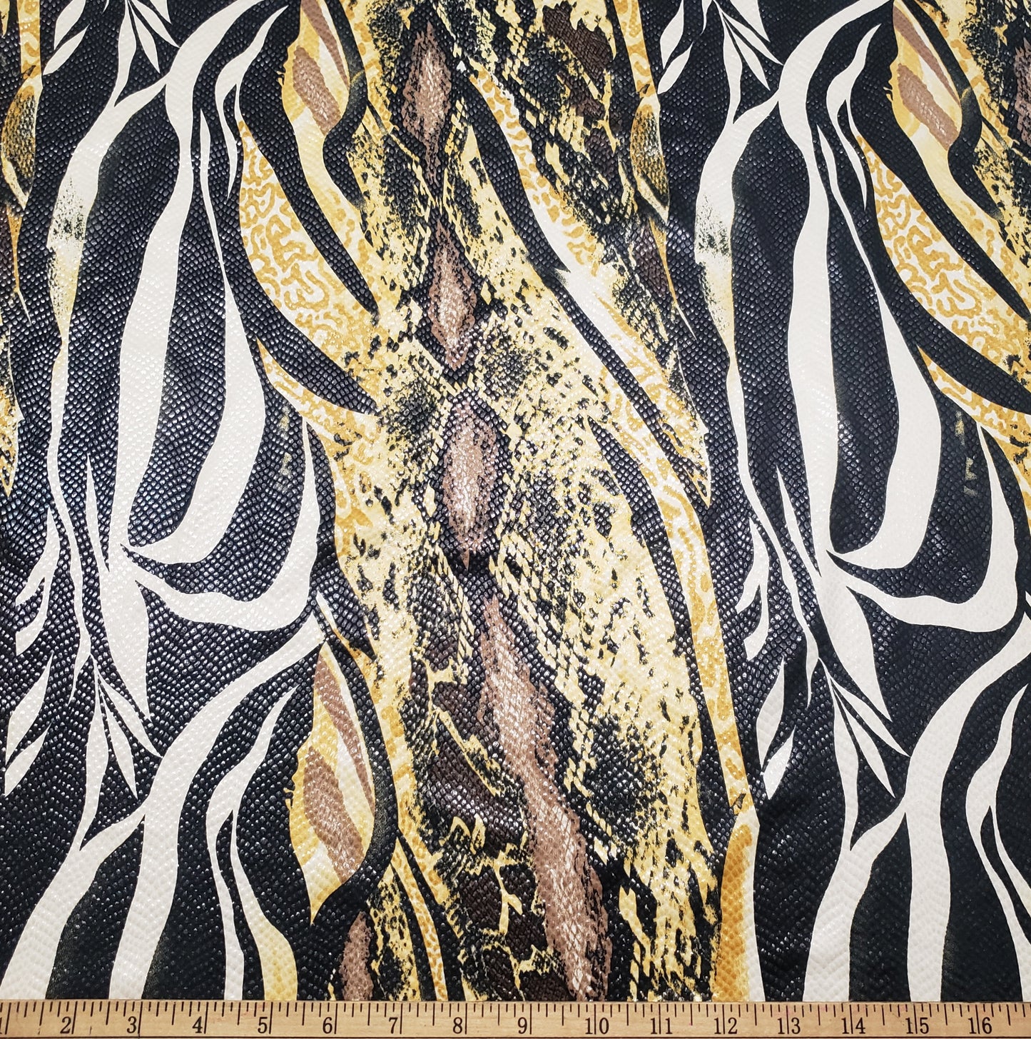 Abstract Snake Animal Print with Clear Foil Lightweight Poly Spandex Venezia Fabric