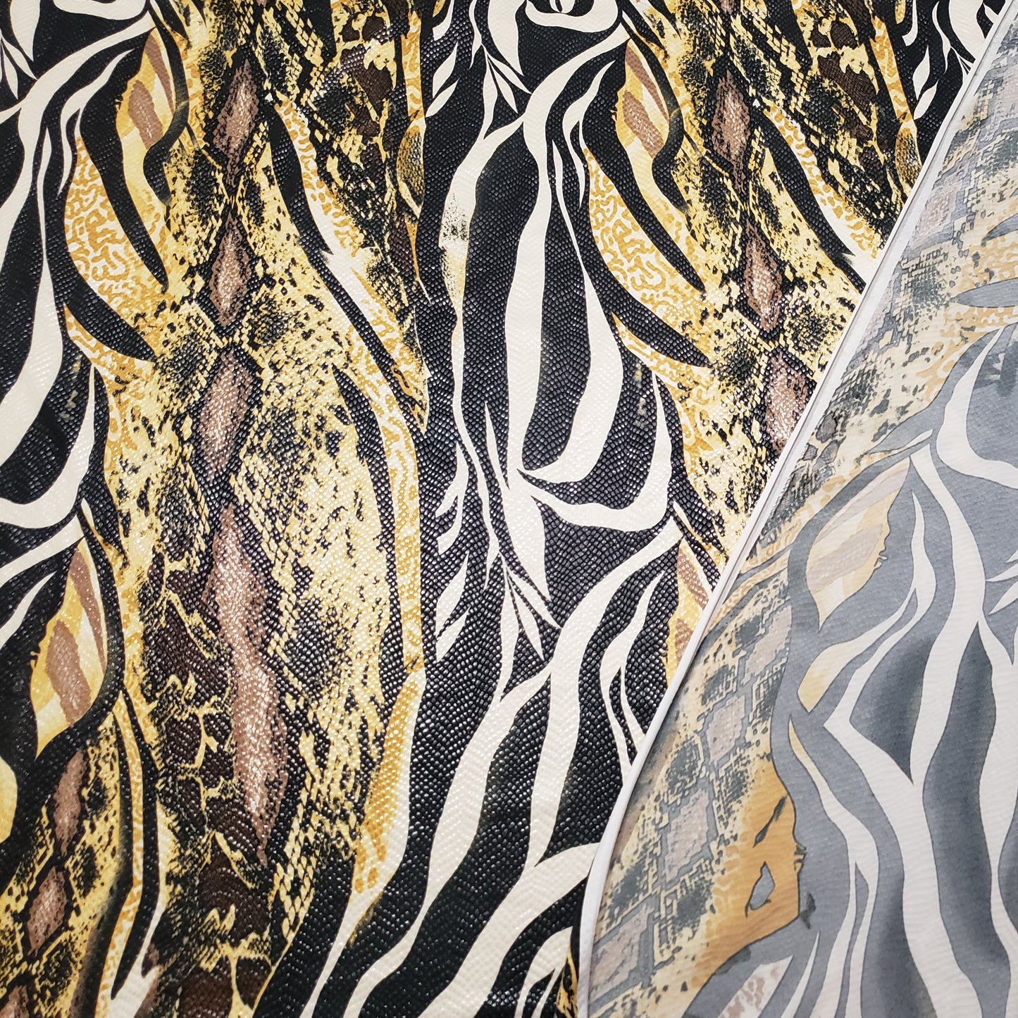 Abstract Snake Animal Print with Clear Foil Lightweight Poly Spandex Venezia Fabric