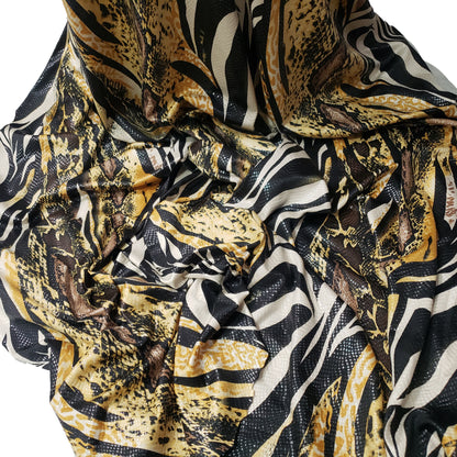 Abstract Snake Animal Print with Clear Foil Lightweight Poly Spandex Venezia Fabric