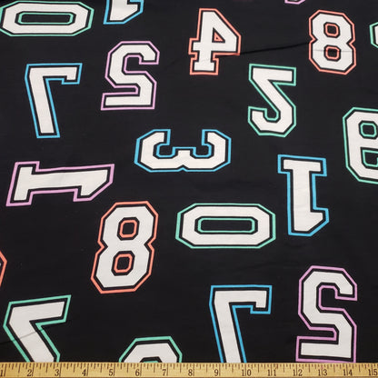 Big Tossed Numbers on Lightweight Cotton Spandex Jersey Knit Fabric