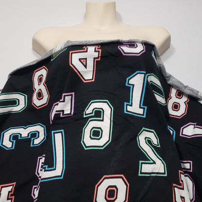 Big Tossed Numbers on Lightweight Cotton Spandex Jersey Knit Fabric