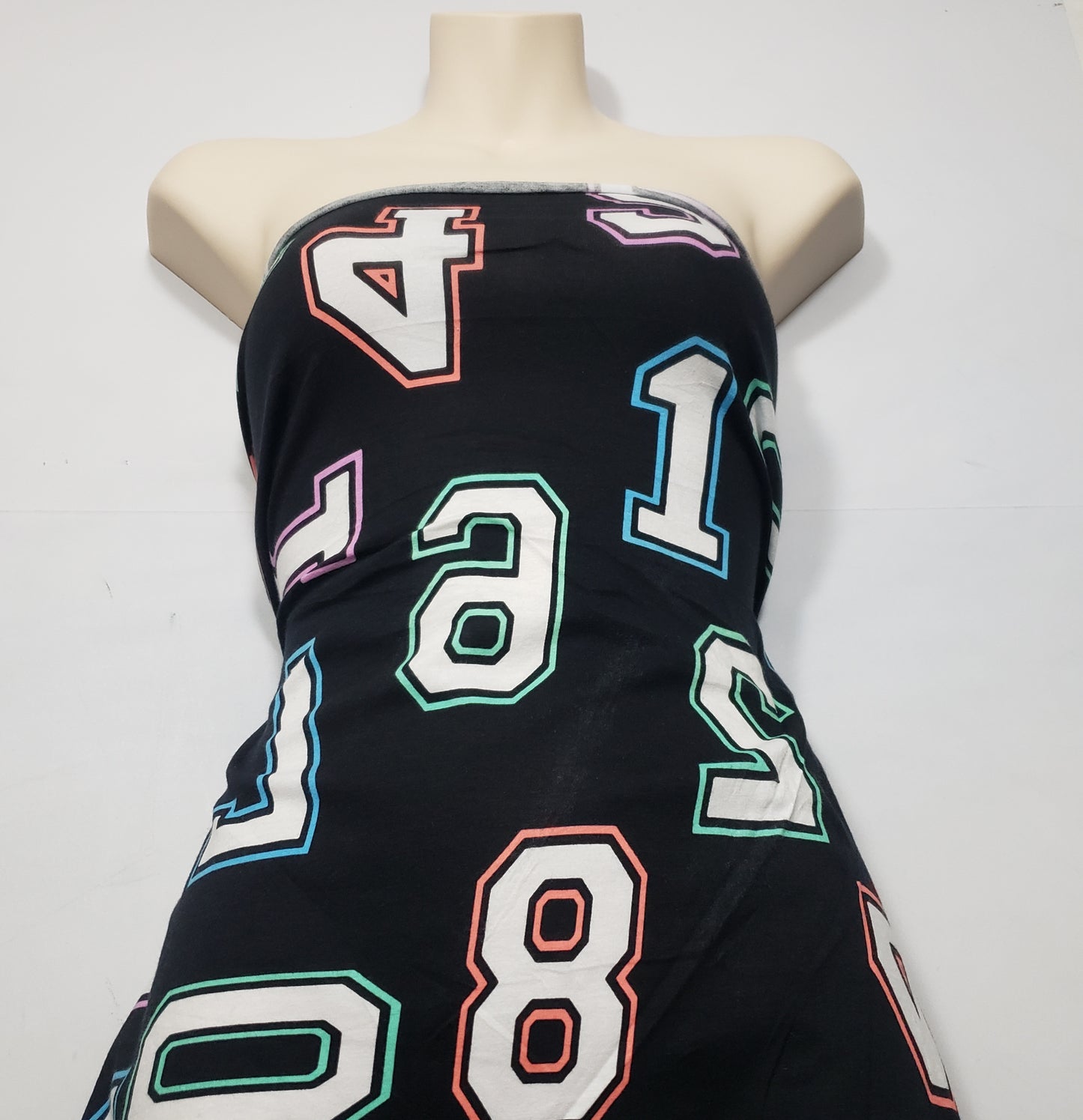 Big Tossed Numbers on Lightweight Cotton Spandex Jersey Knit Fabric
