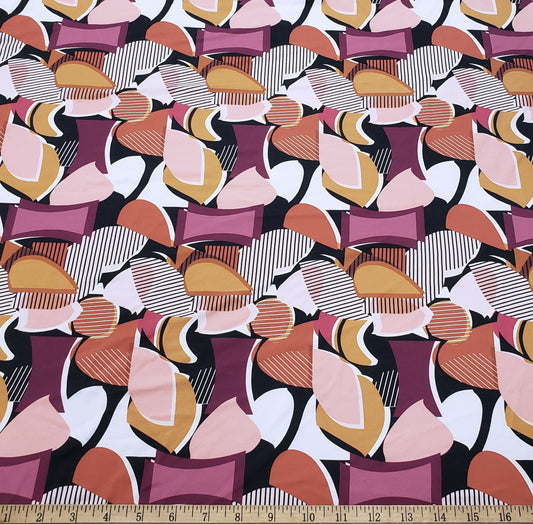 Super High Quality Abstract Geometric Figures Print on Nylon Spandex Fabric, 52"/53" Wide