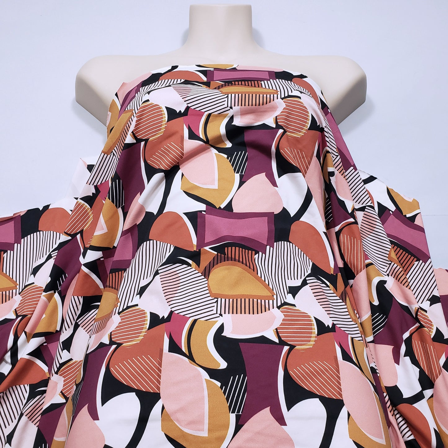 Super High Quality Abstract Geometric Figures Print on Nylon Spandex Fabric, 52"/53" Wide