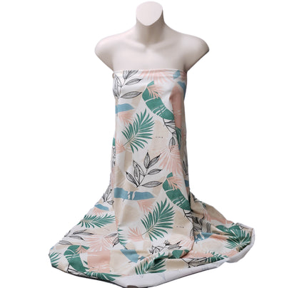 Desaturated Pastel Tropical Foliage Print Nylon Spandex Fabric