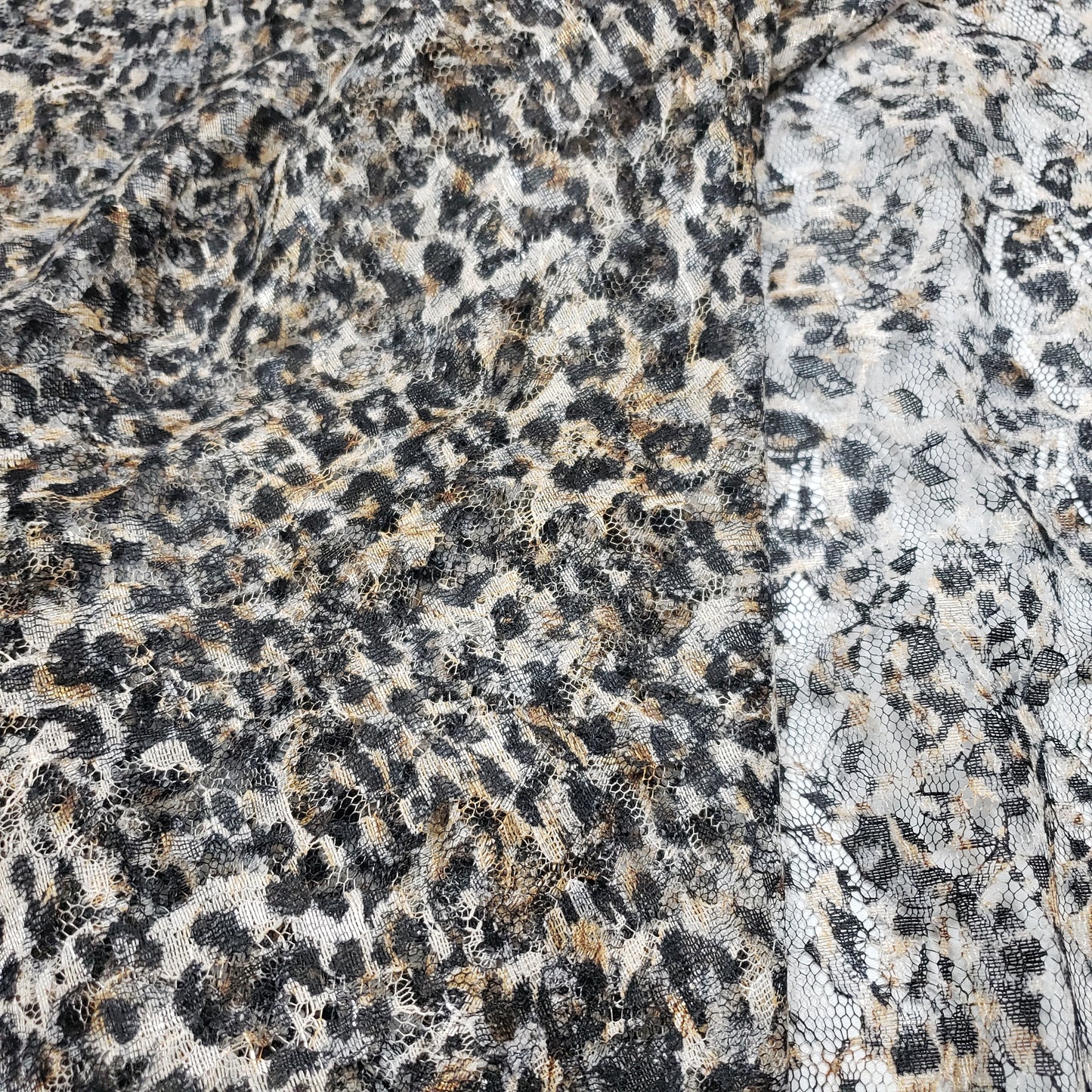 Animal Print Pattern Over a Flowery Base Non-Stretch Lace Fabric