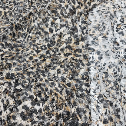 Animal Print Pattern Over a Flowery Base Non-Stretch Lace Fabric