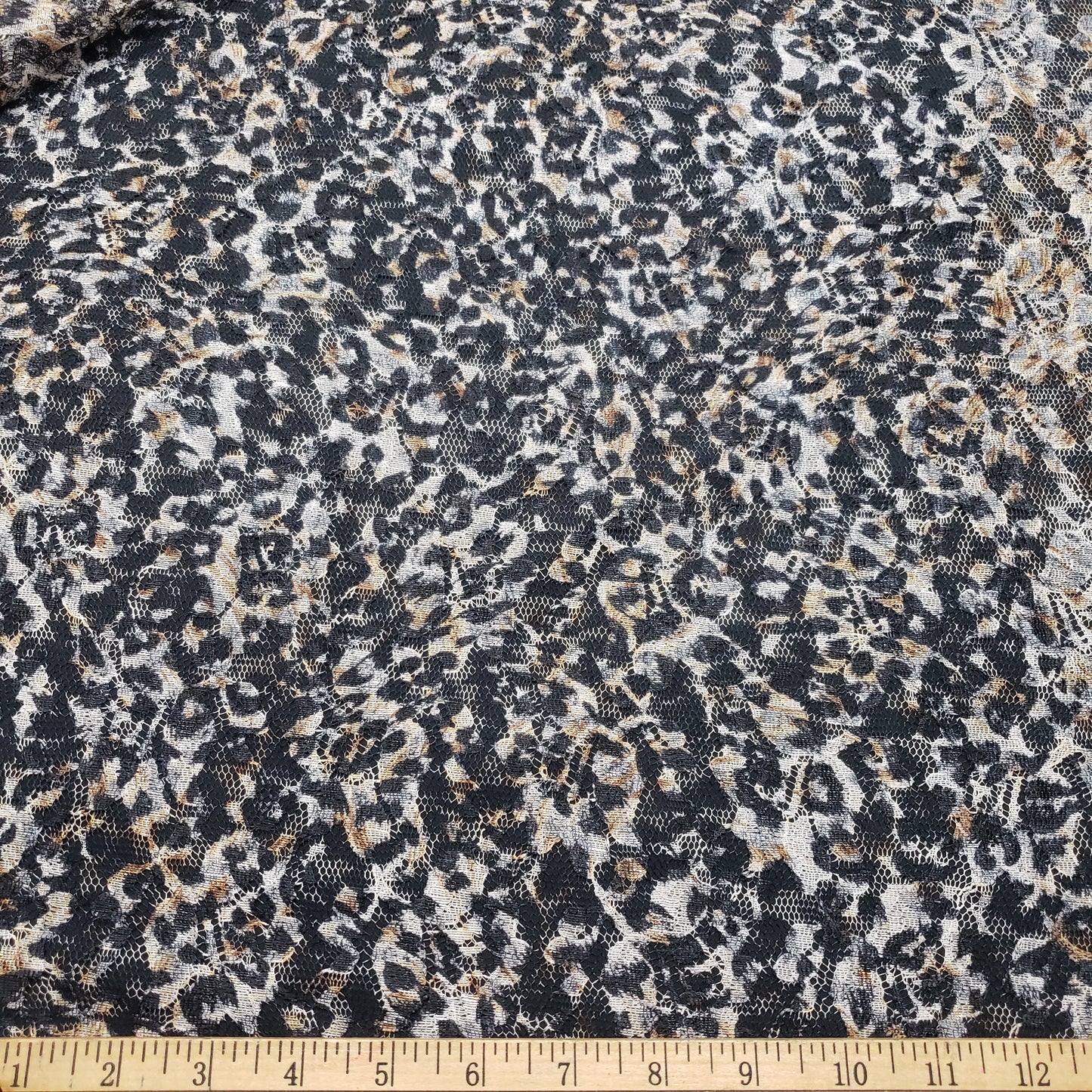 Animal Print Pattern Over a Flowery Base Non-Stretch Lace Fabric