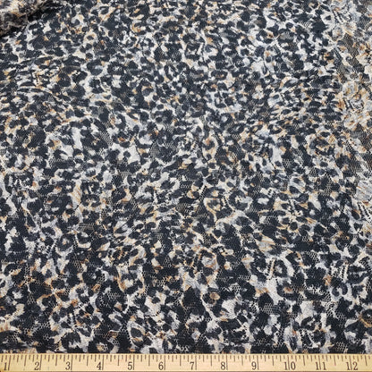 Animal Print Pattern Over a Flowery Base Non-Stretch Lace Fabric