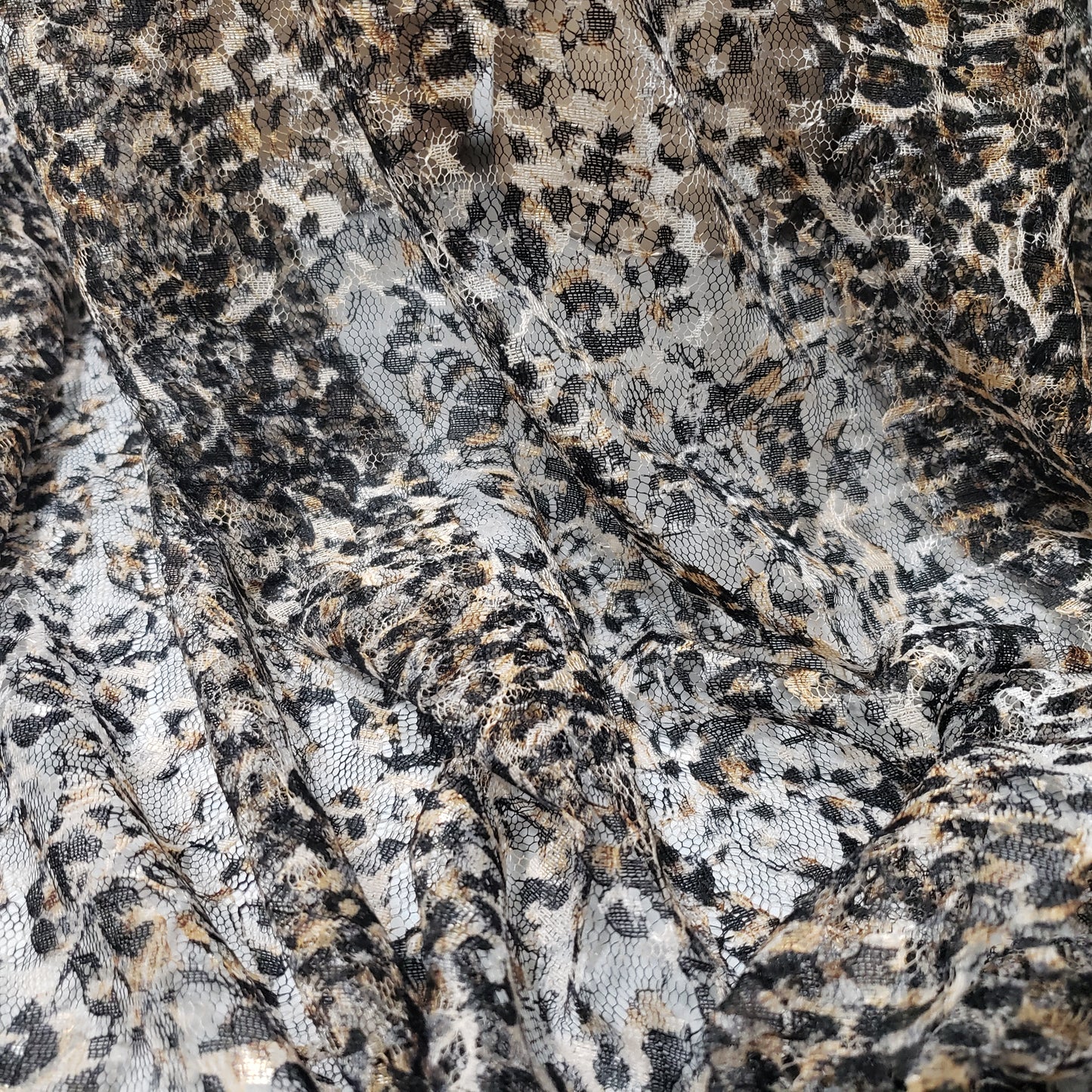 Animal Print Pattern Over a Flowery Base Non-Stretch Lace Fabric