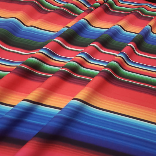Colorful Mexican Sarape Stripes Print 4 Way Stretch Opaque Swimwear Nylon Spandex Fabric